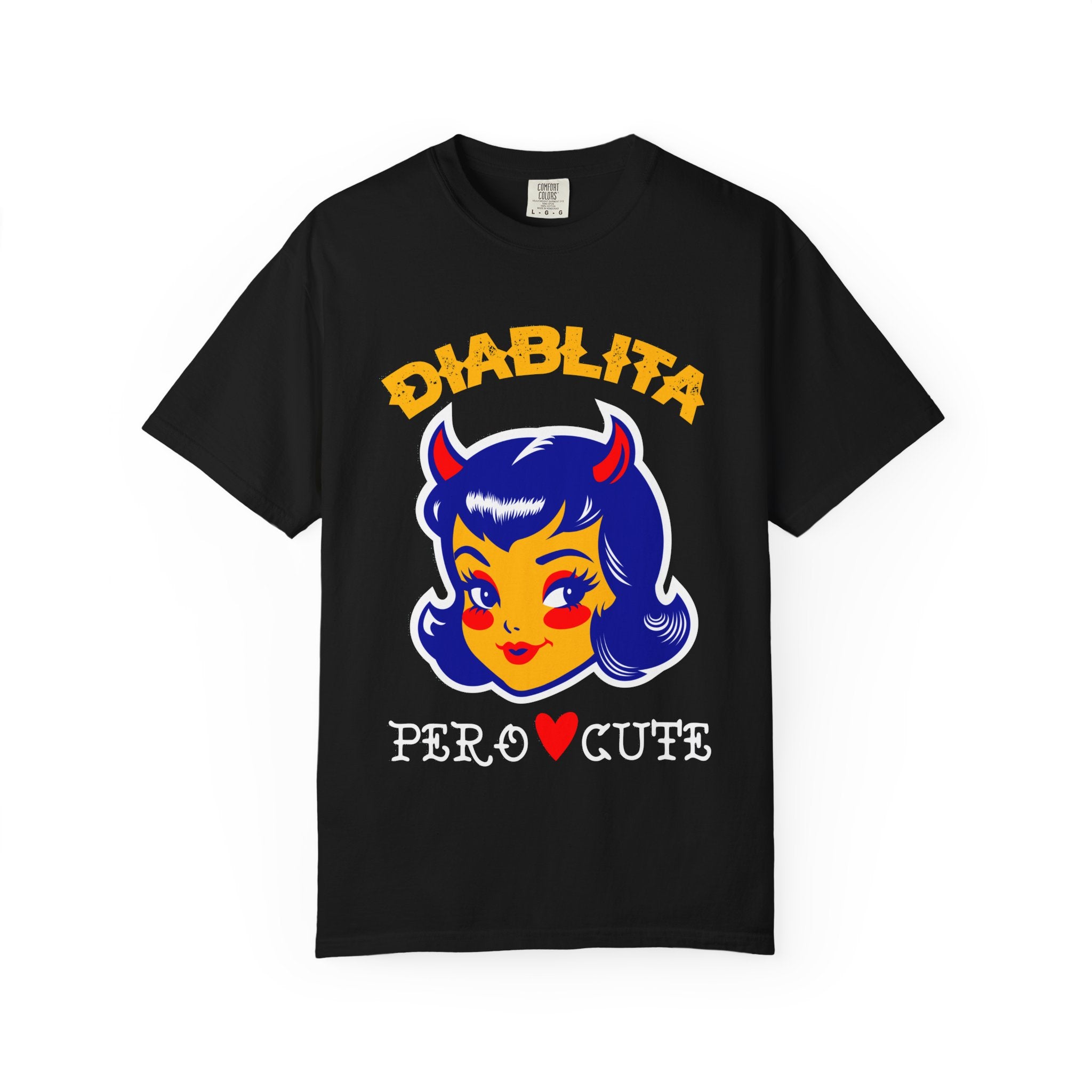 Diablita Pero Cute T-Shirt — Retro Devil Girl Graphic Tee