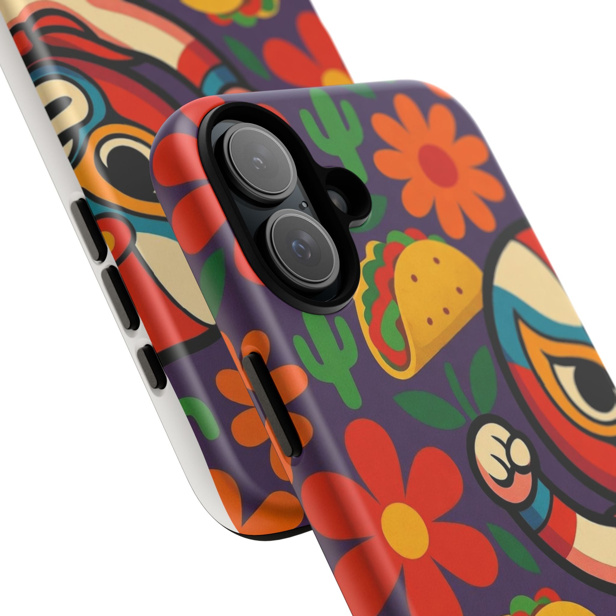 Luchador Taco Phone Case — Colorful Mexican Wrestling Floral Design