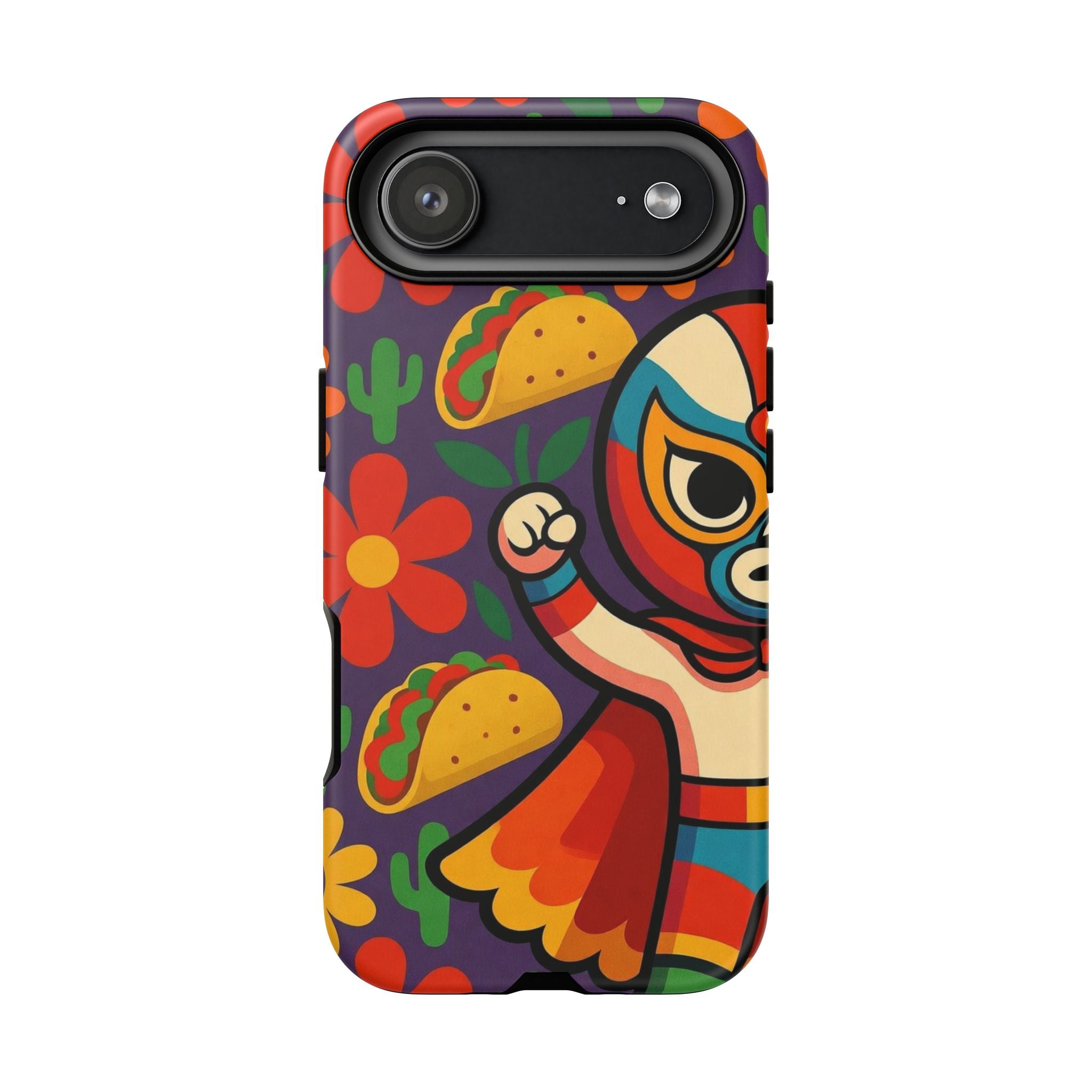 Luchador Taco Phone Case — Colorful Mexican Wrestling Floral Design