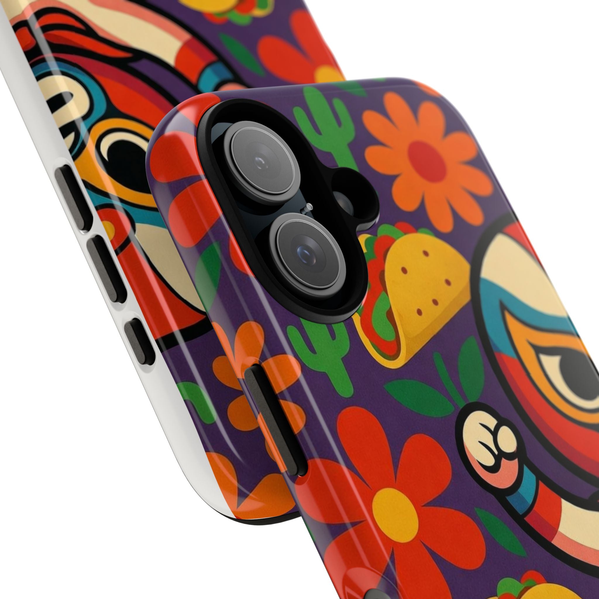 Luchador Taco Phone Case — Colorful Mexican Wrestling Floral Design
