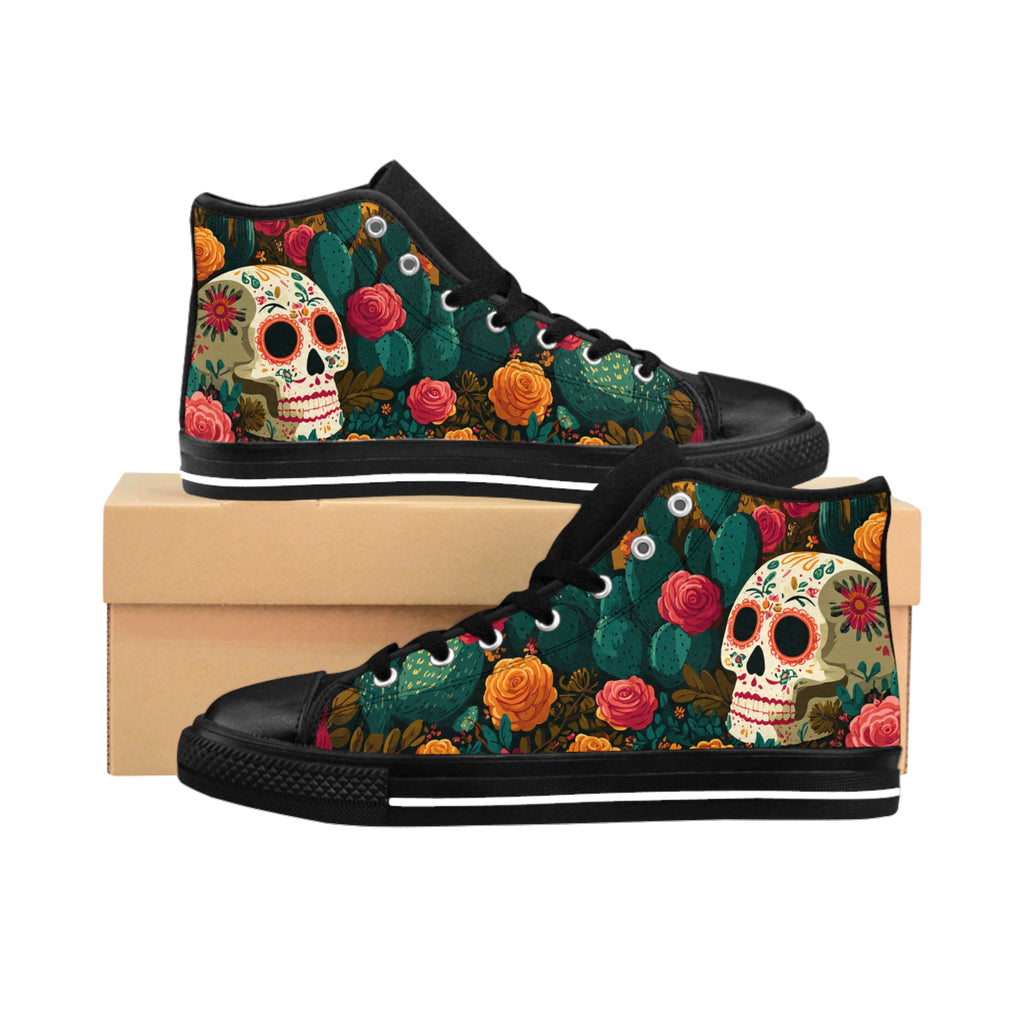 Day of the Dead Floral Skull Women's Sneakers