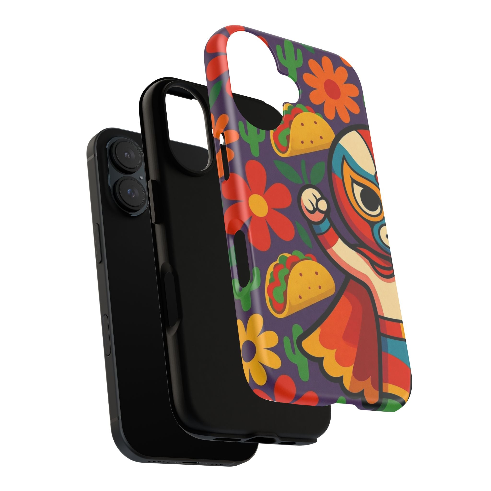 Luchador Taco Phone Case — Colorful Mexican Wrestling Floral Design
