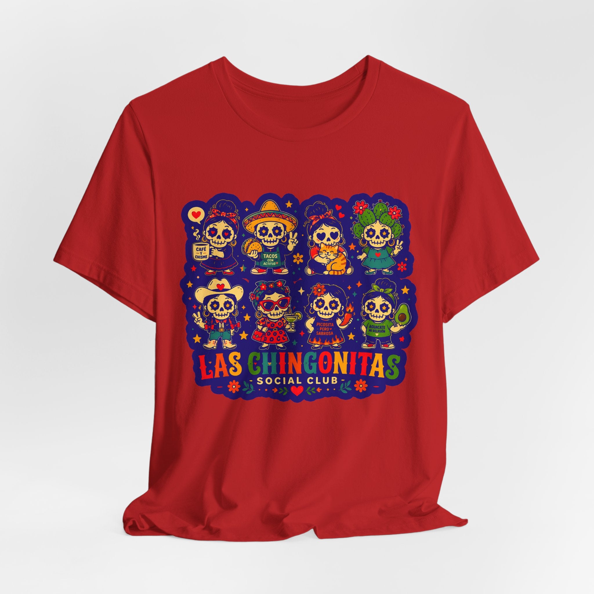Las Chingonitas Social Club Tee — Colorful Day of the Dead Calavera Graphic T‑Shirt
