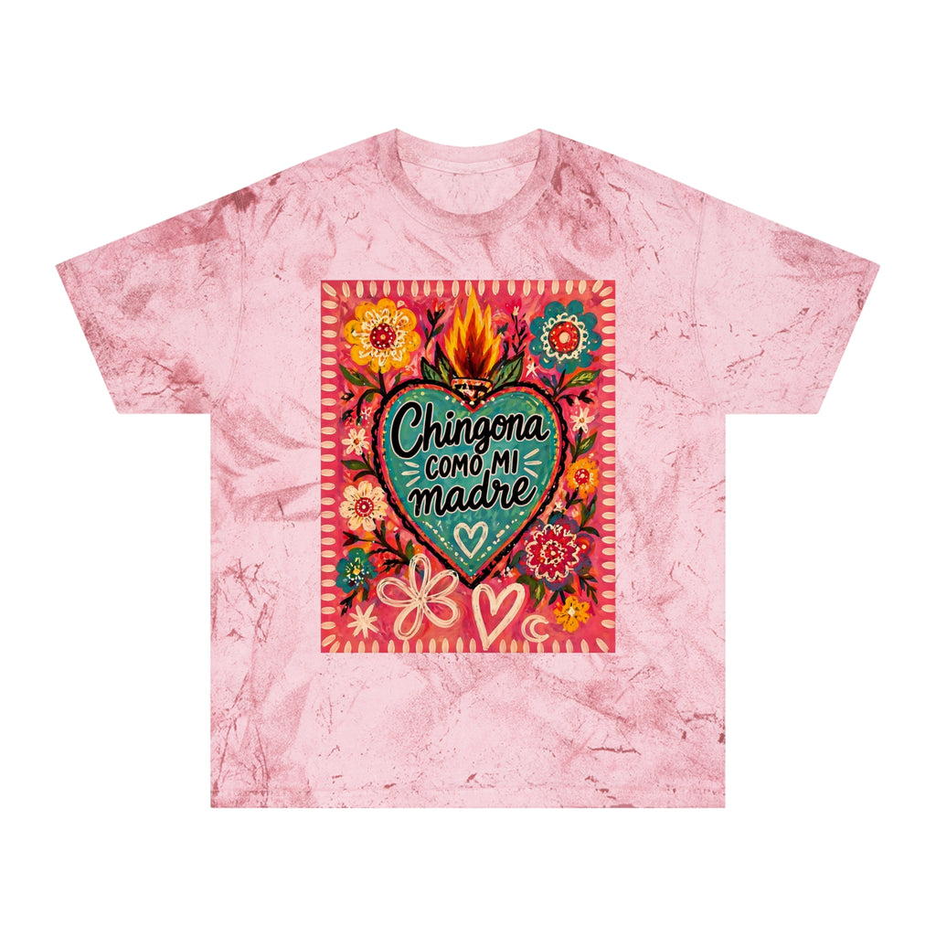 Chingona Como Mi Madre Graphic T-Shirt — Colorful Floral Heart Tribute