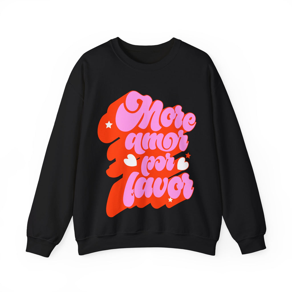 More Amor Por Favor Crewneck Sweatshirt — Retro Pink & Red Love Graphic