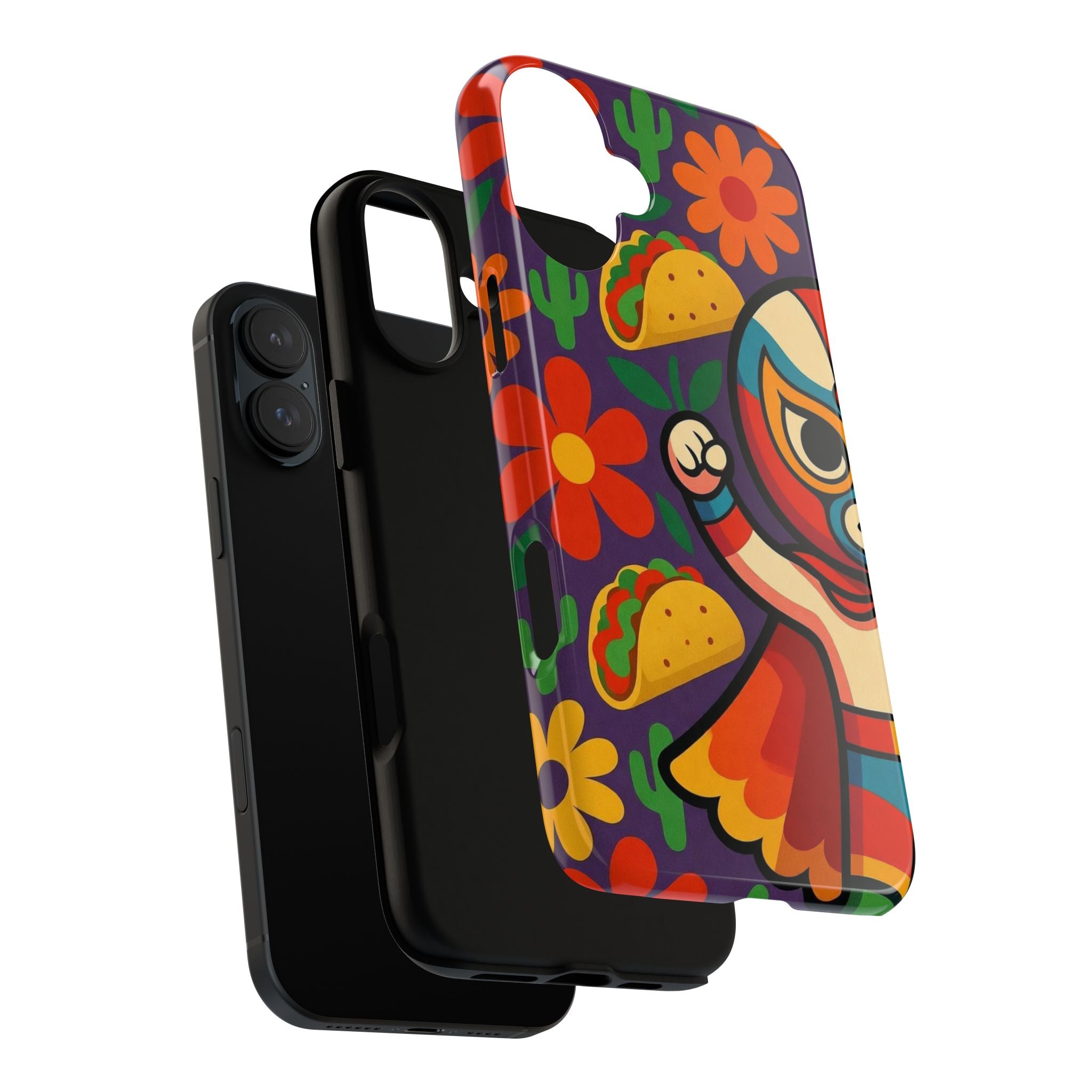 Luchador Taco Phone Case — Colorful Mexican Wrestling Floral Design