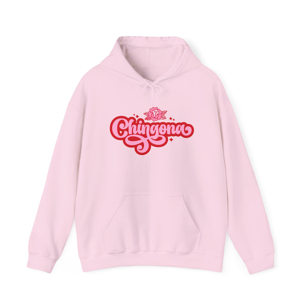 Chingona Rose Script Hoodie — Empowering Latina Lettering Pullover