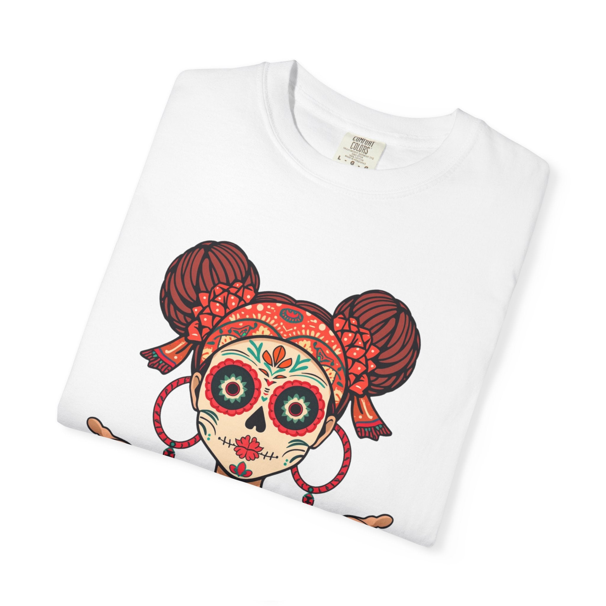 T-Shirt — Día de los Muertos Sugar Skull Girl “Hold My Hoops” Graphic Tee