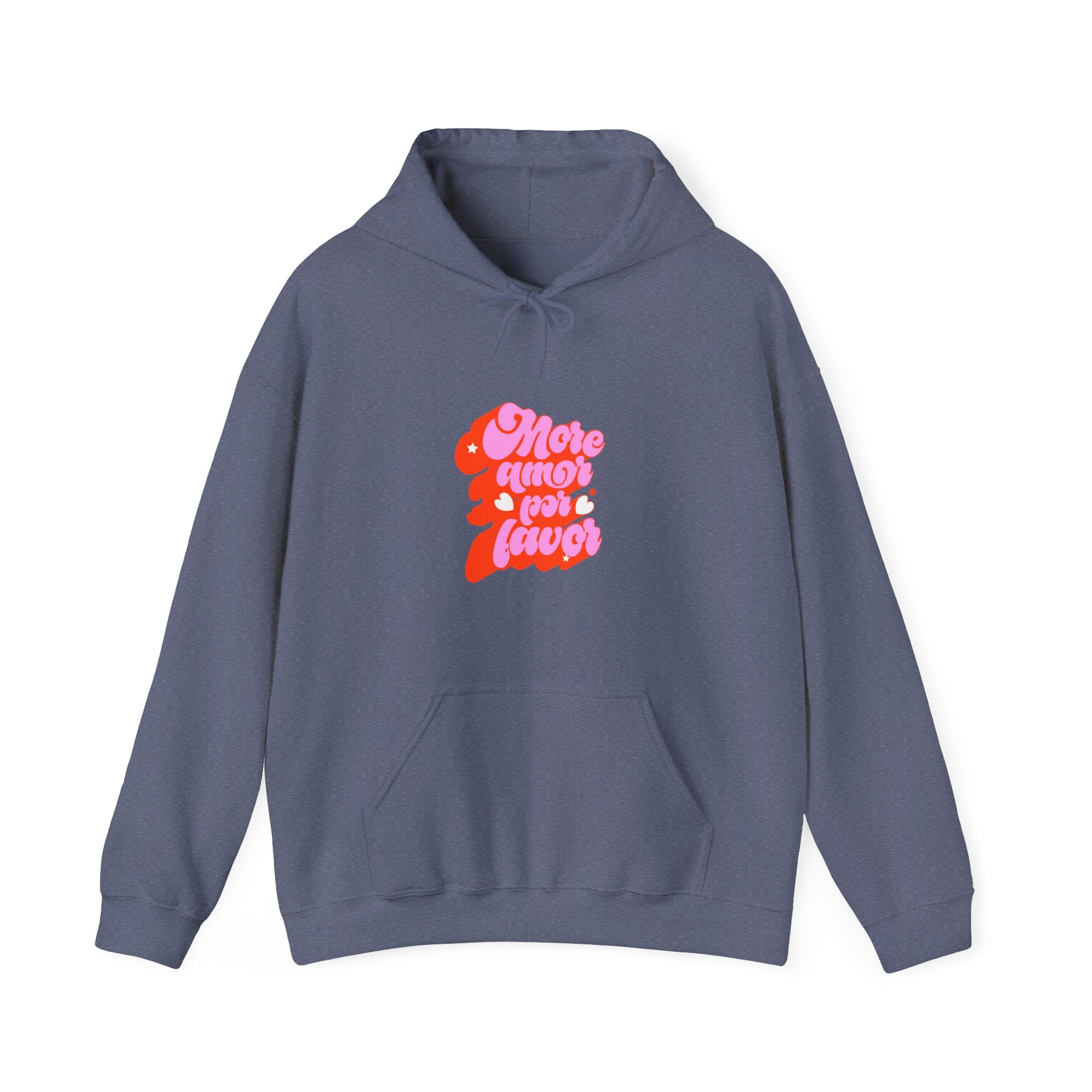 More Amor Por Favor Hoodie — Retro Pink & Red Heart Graphic Pullover