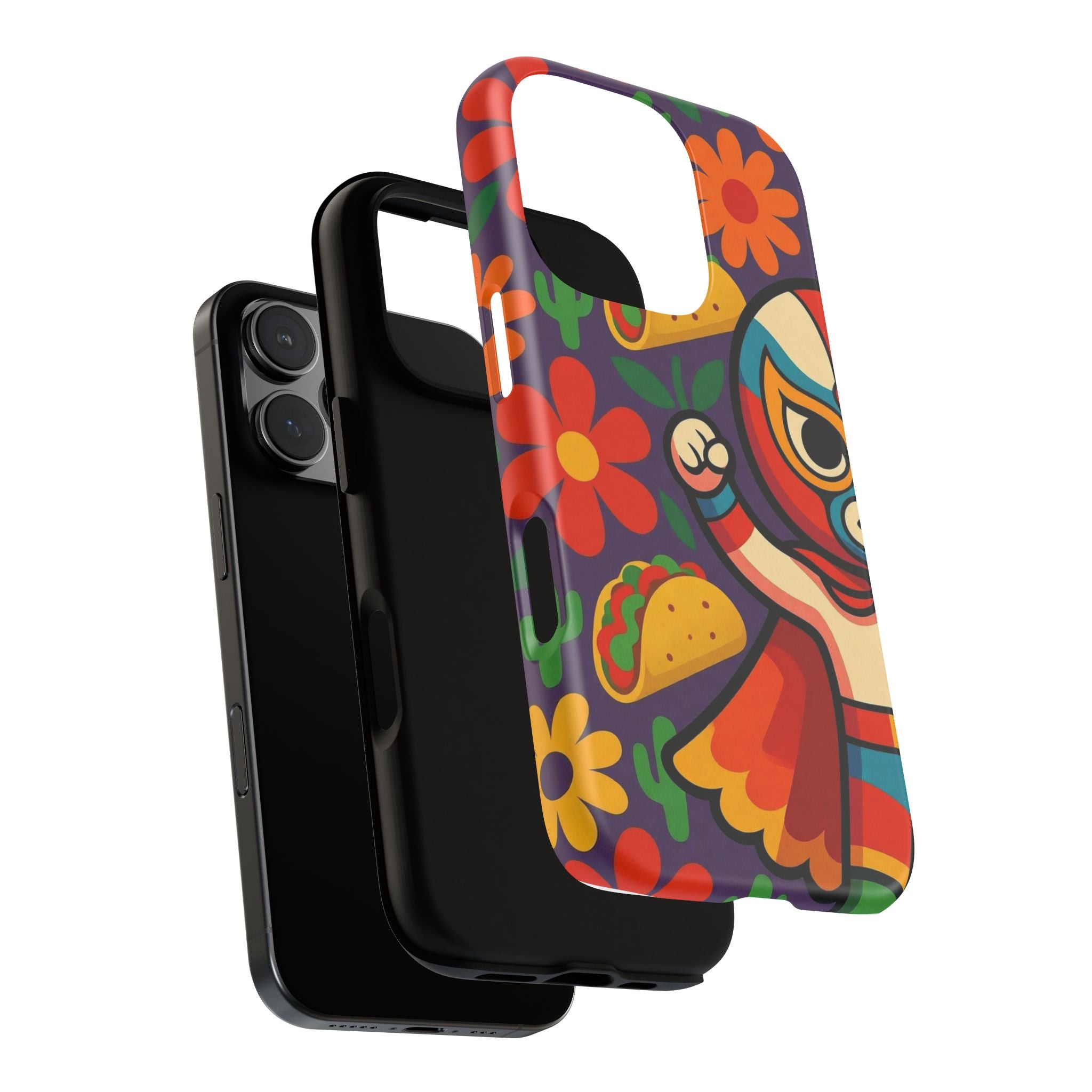Luchador Taco Phone Case — Colorful Mexican Wrestling Floral Design