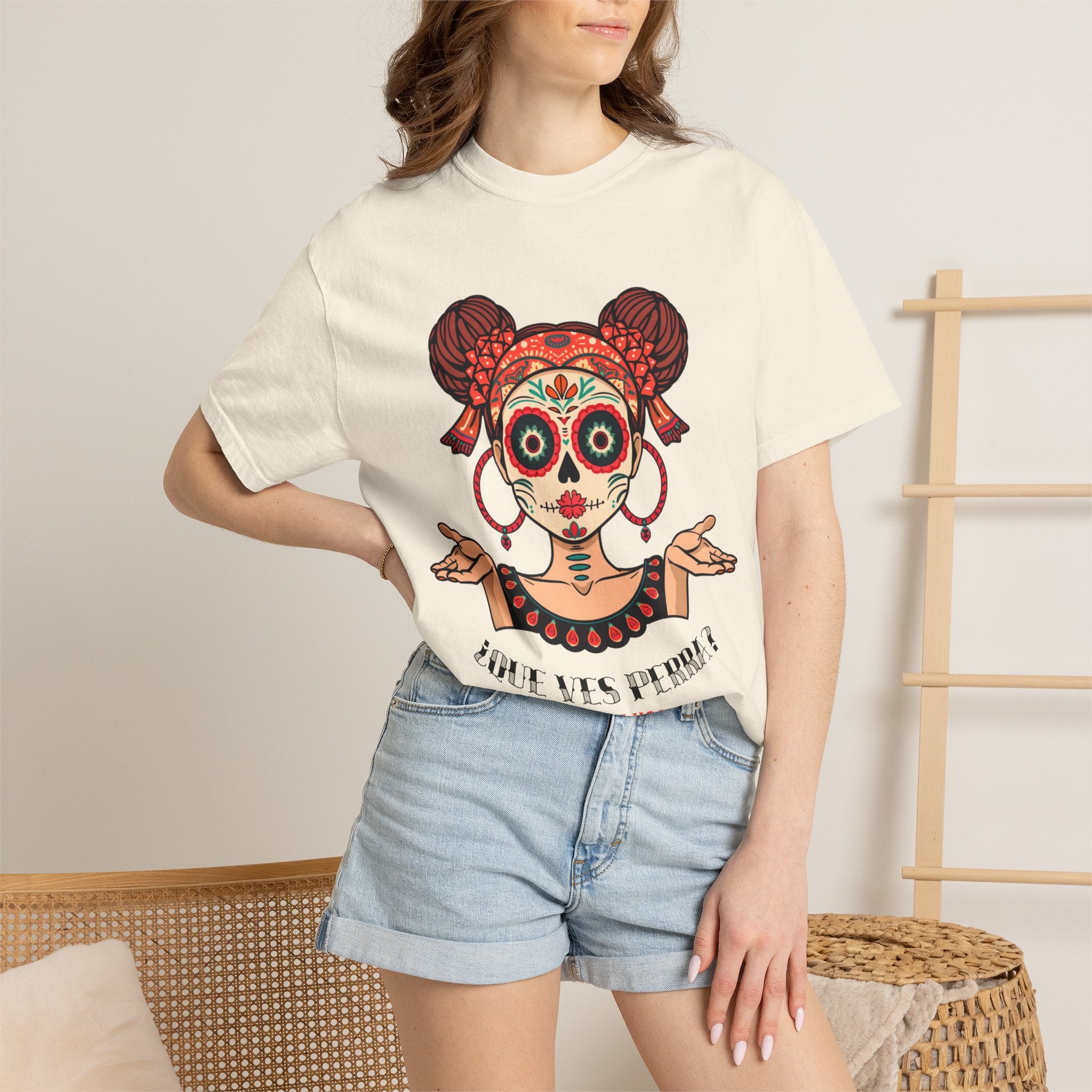 T-Shirt — Día de los Muertos Sugar Skull Girl “Hold My Hoops” Graphic Tee