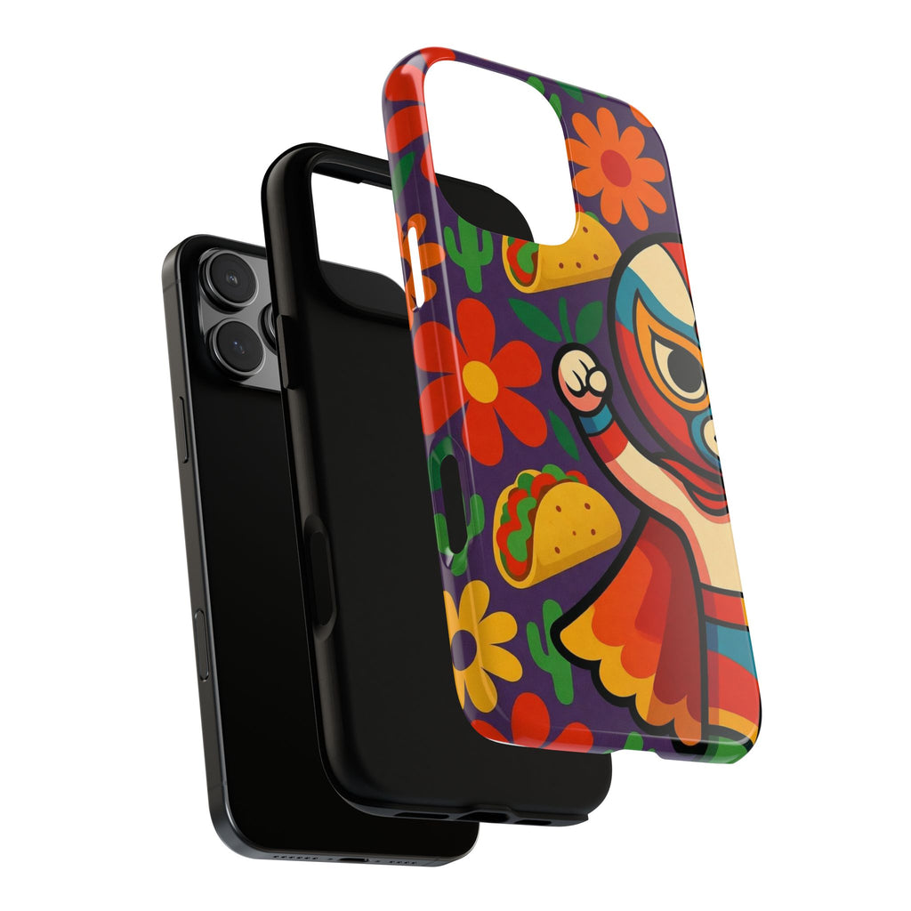 Luchador Taco Phone Case — Colorful Mexican Wrestling Floral Design