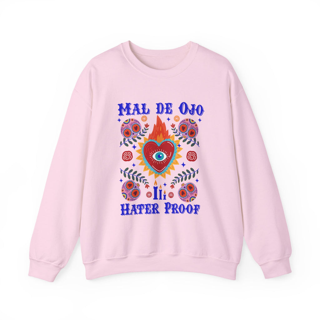 Crewneck Sweatshirt — "Mal de Ojo, Hater Proof" Folk Heart Graphic