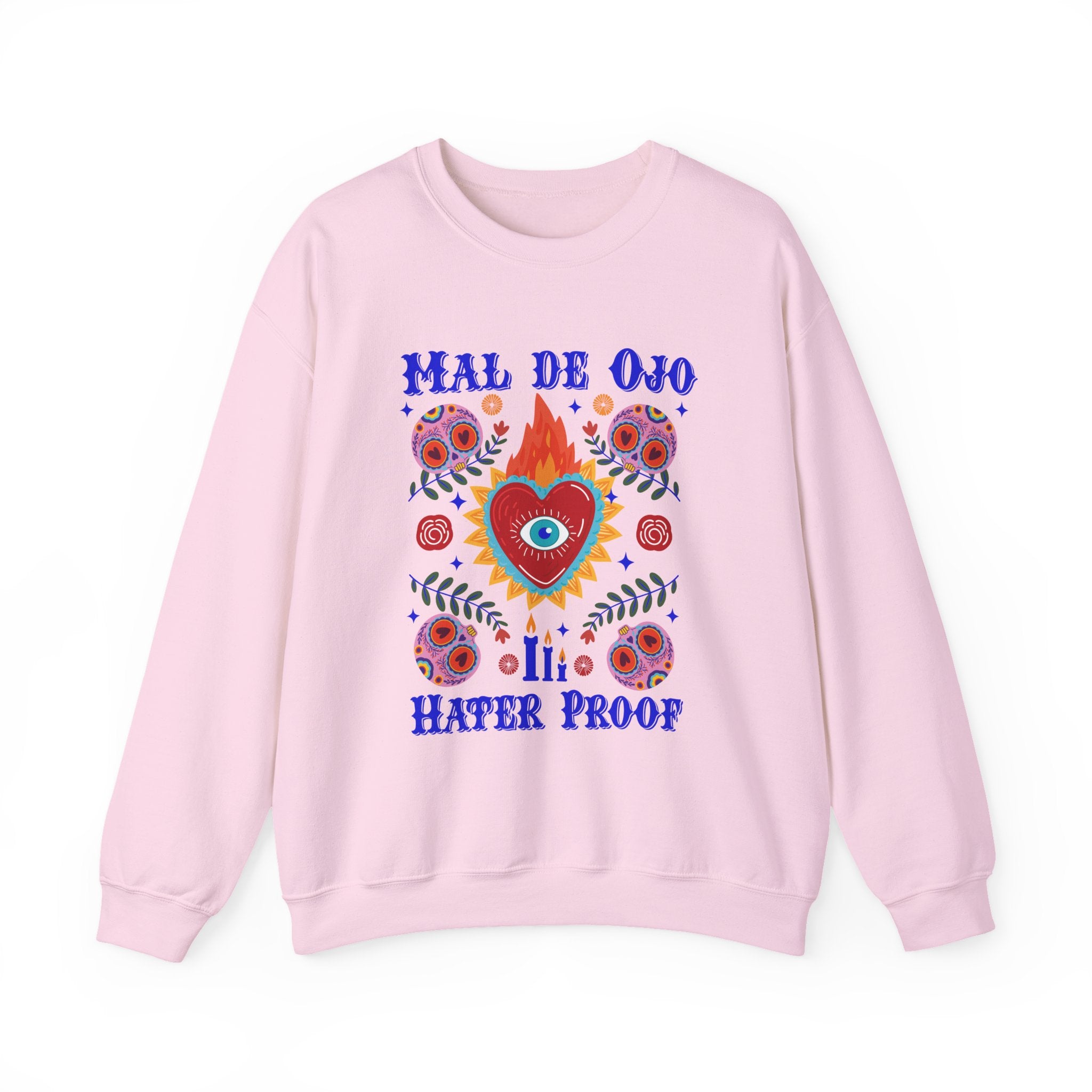 Crewneck Sweatshirt — "Mal de Ojo, Hater Proof" Folk Heart Graphic