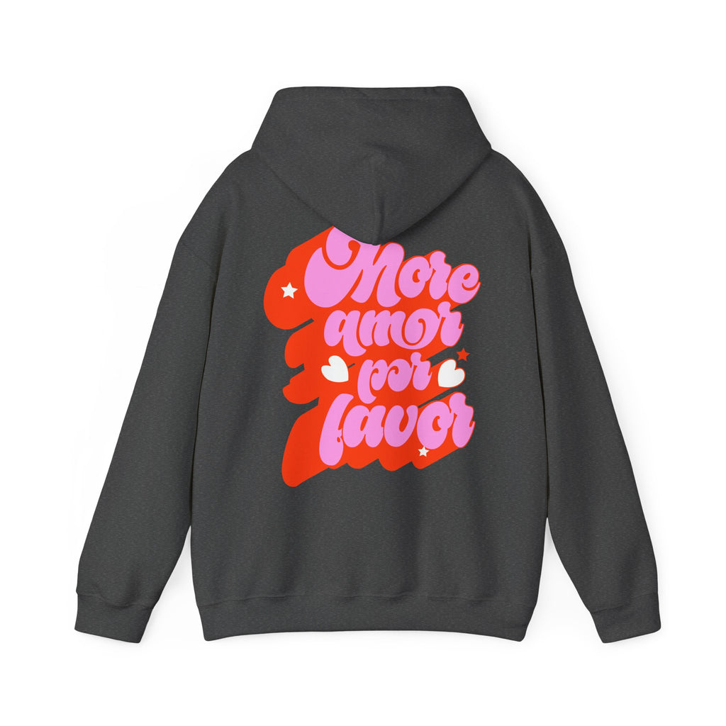 More Amor Por Favor Hoodie — Retro Pink & Red Heart Graphic Pullover