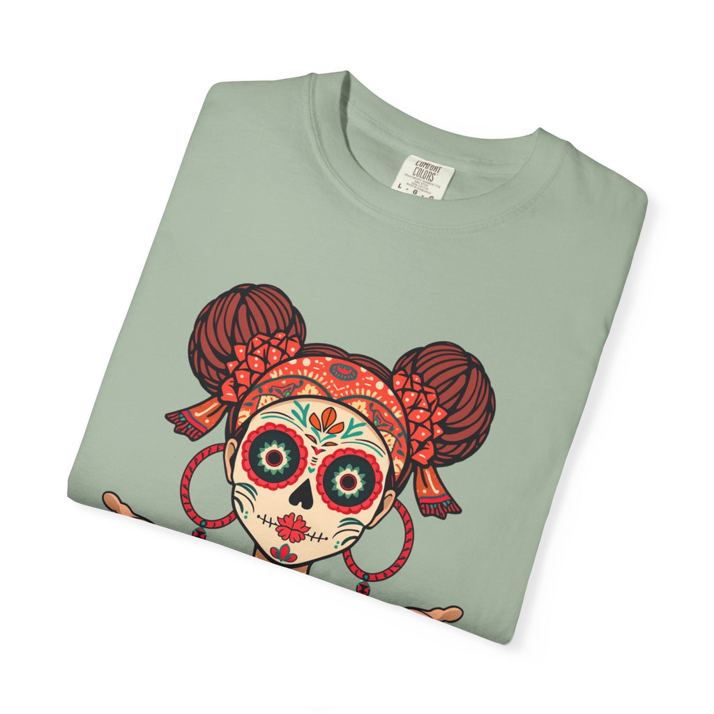 T-Shirt — Día de los Muertos Sugar Skull Girl “Hold My Hoops” Graphic Tee