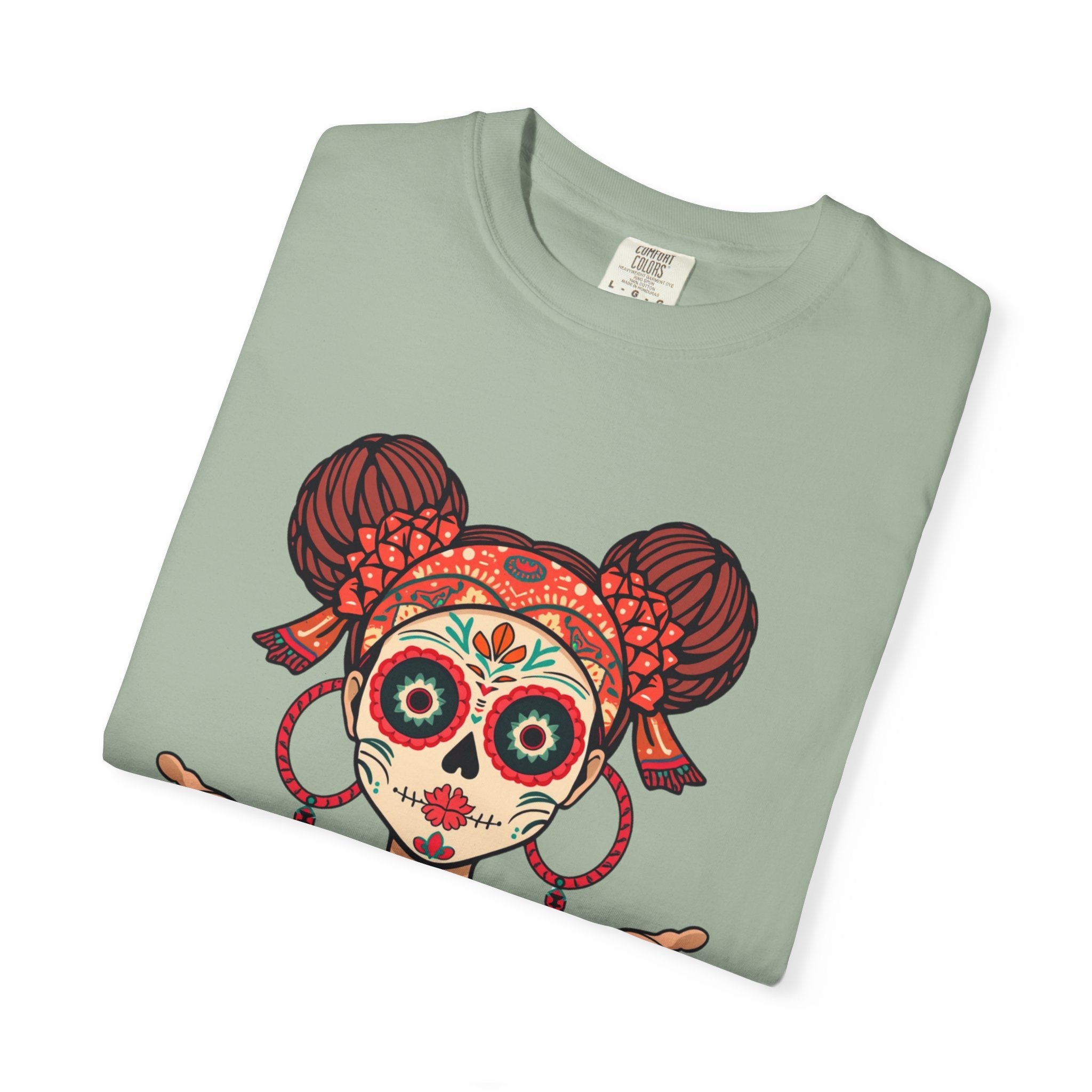 T-Shirt — Día de los Muertos Sugar Skull Girl “Hold My Hoops” Graphic Tee