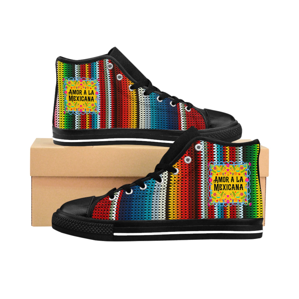 High-Top Sneakers — Colorful Mexican Serape Print “Amor a la Mexicana”