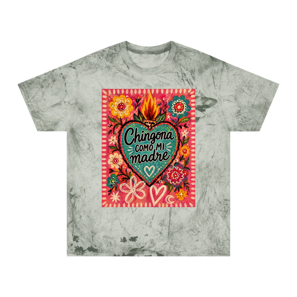 Chingona Como Mi Madre Graphic T-Shirt — Colorful Floral Heart Tribute