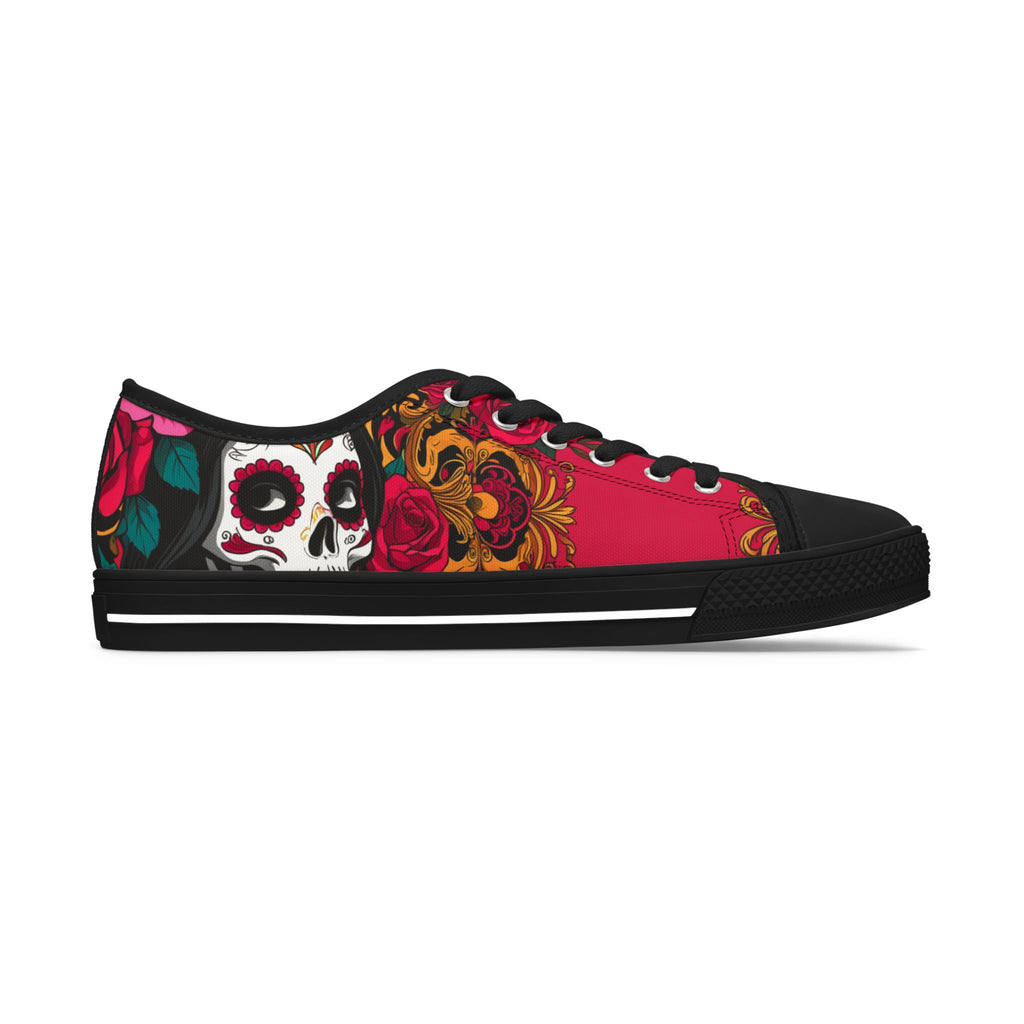 Low Top Sneakers — Day of the Dead Sugar Skull Floral Design