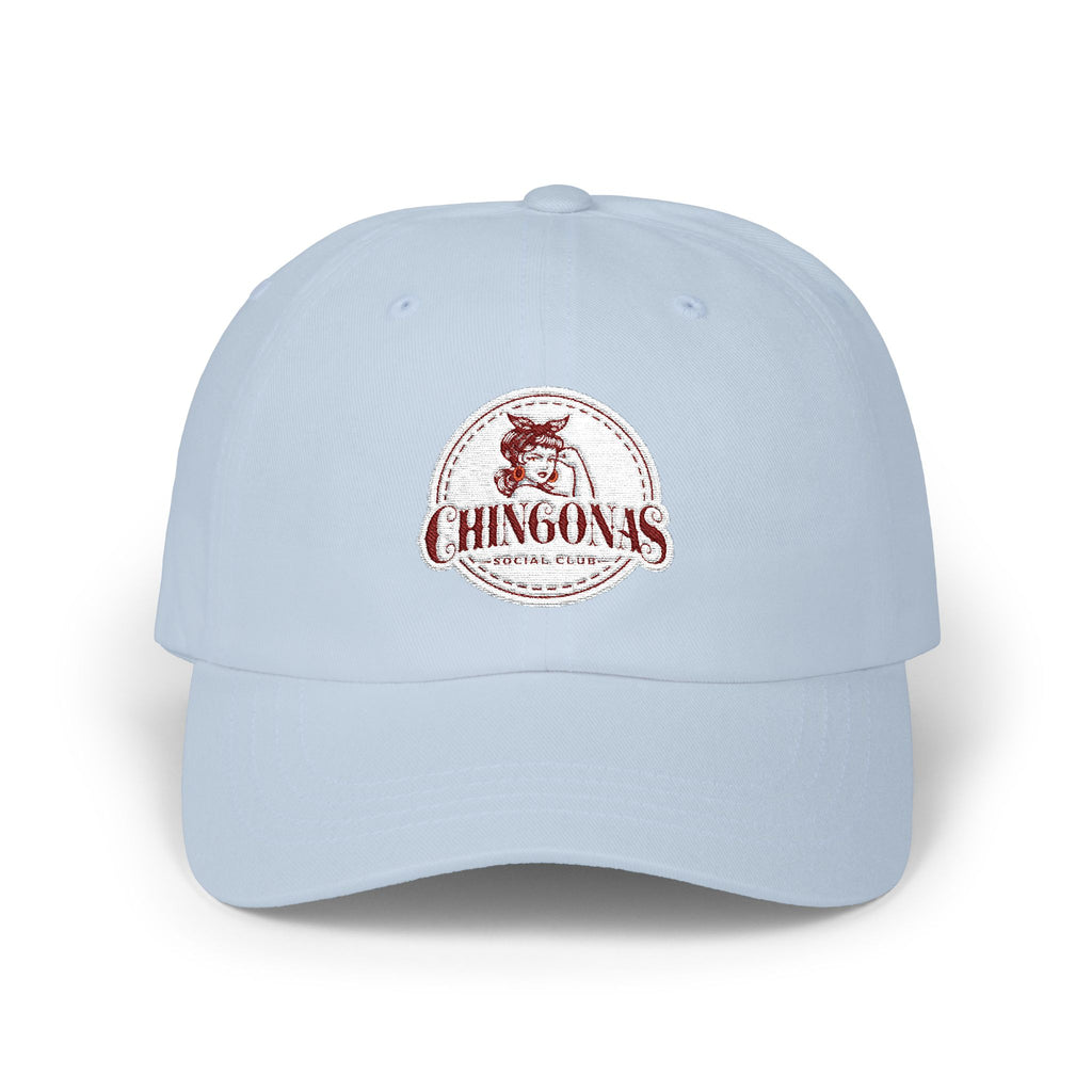 Dad Cap with Vintage Hound Logo — White Classic Baseball Hat