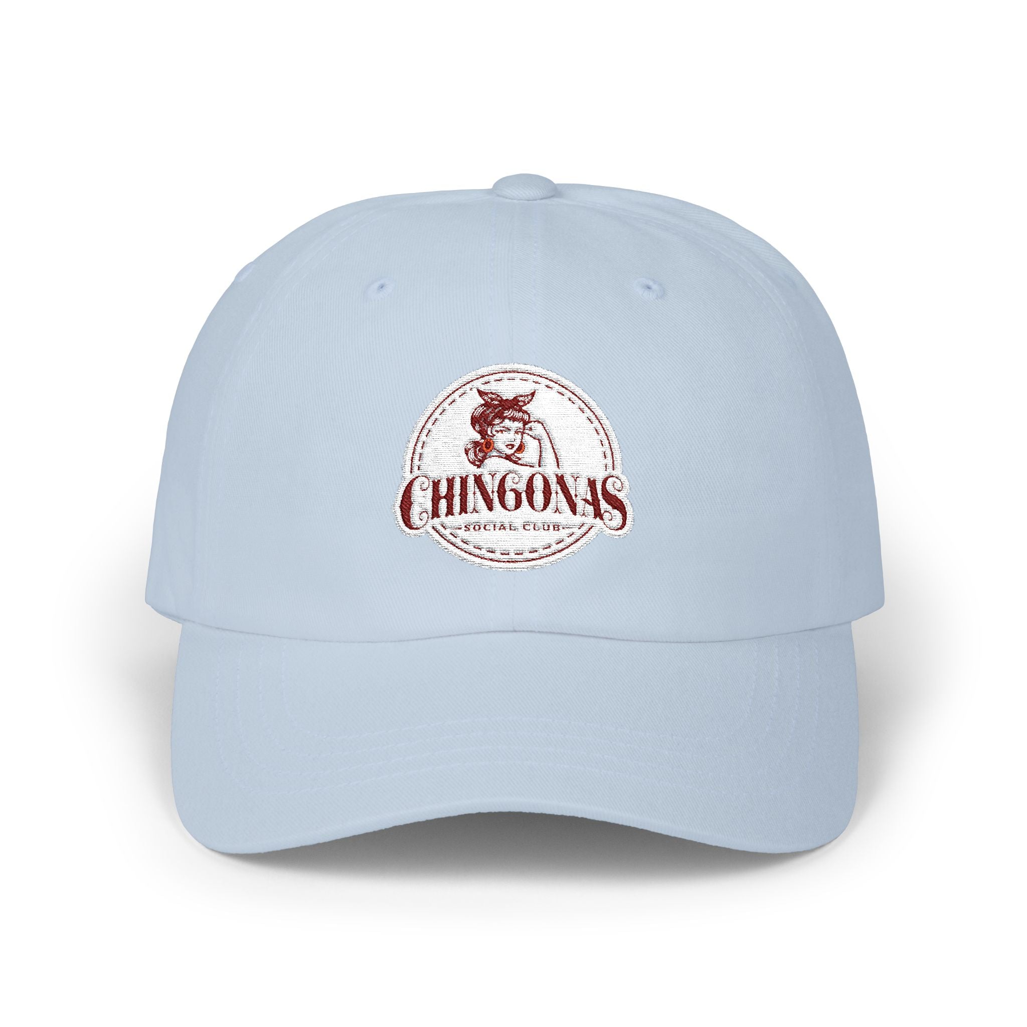Dad Cap with Vintage Hound Logo — White Classic Baseball Hat