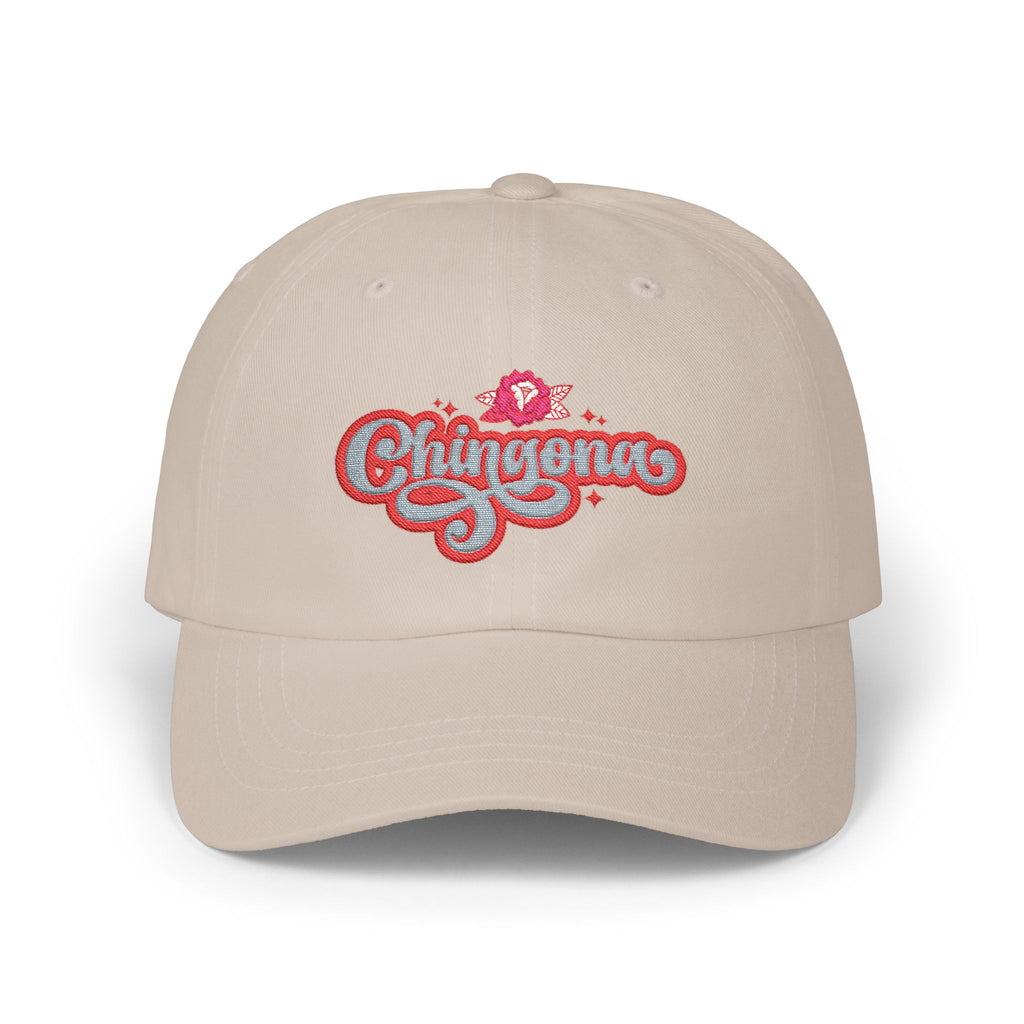 Classic Dad Cap — 'Chingona' Pink Script Embroidered Baseball Hat