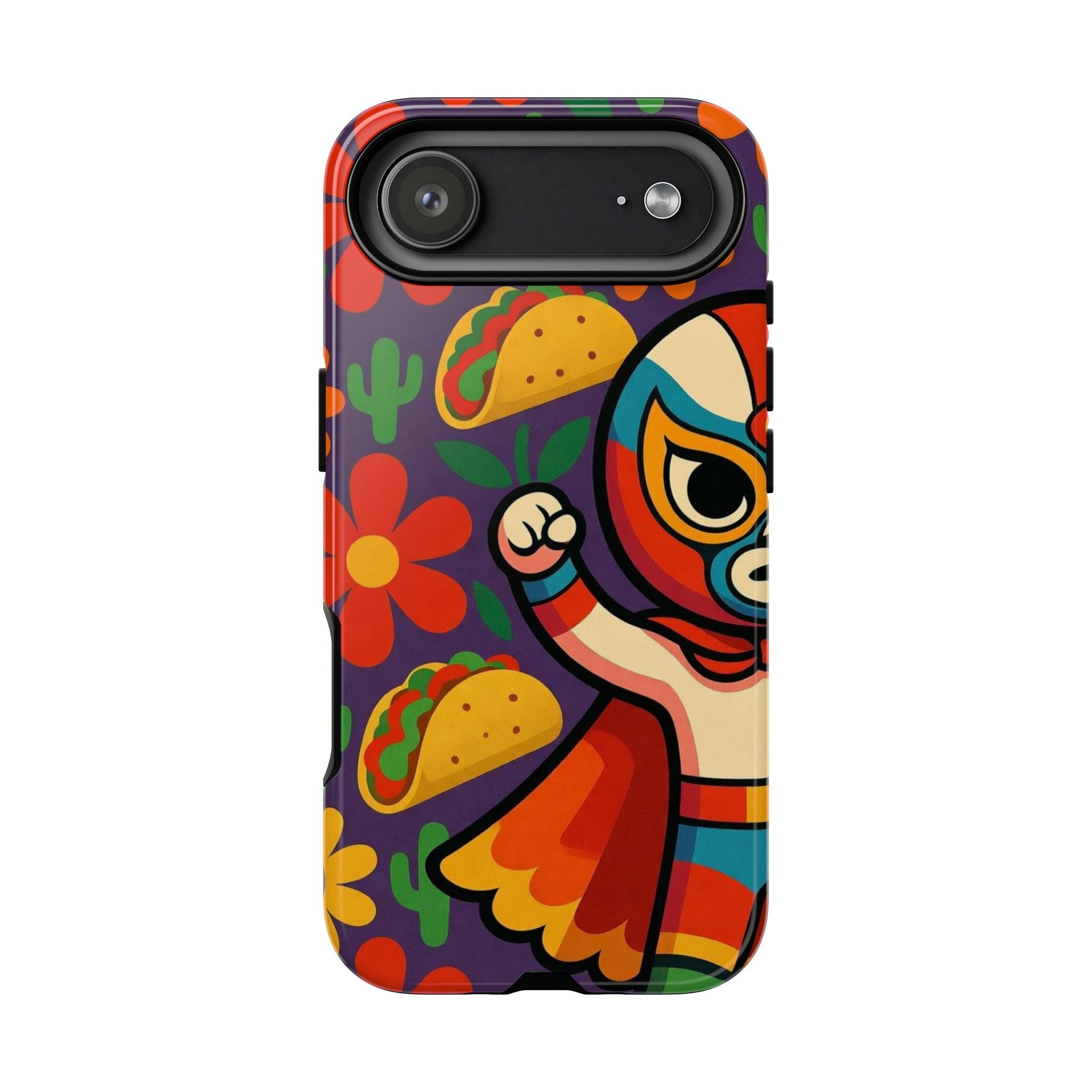 Luchador Taco Phone Case — Colorful Mexican Wrestling Floral Design