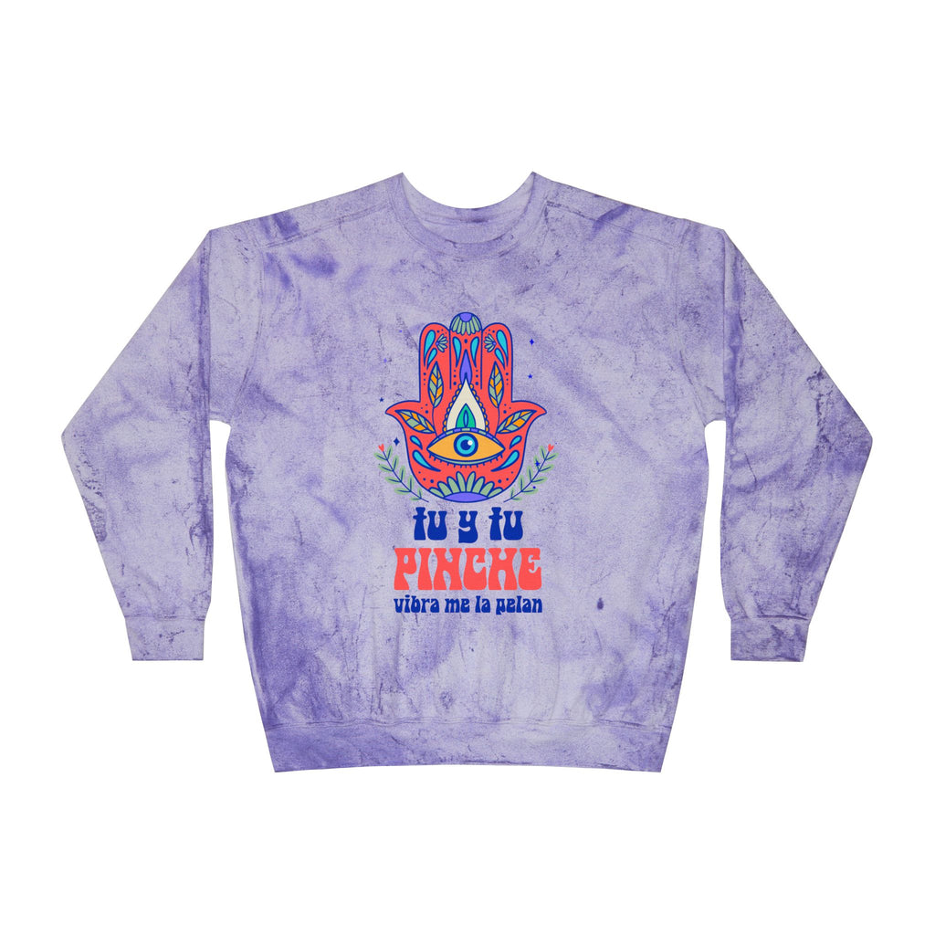 Hamsa Vibes Crewneck Sweatshirt — "Tu y Tu Pinche" Color Blast Pullover