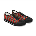 Low Top Sneakers — Red Geometric Pattern Casual Women's Canvas Shoes