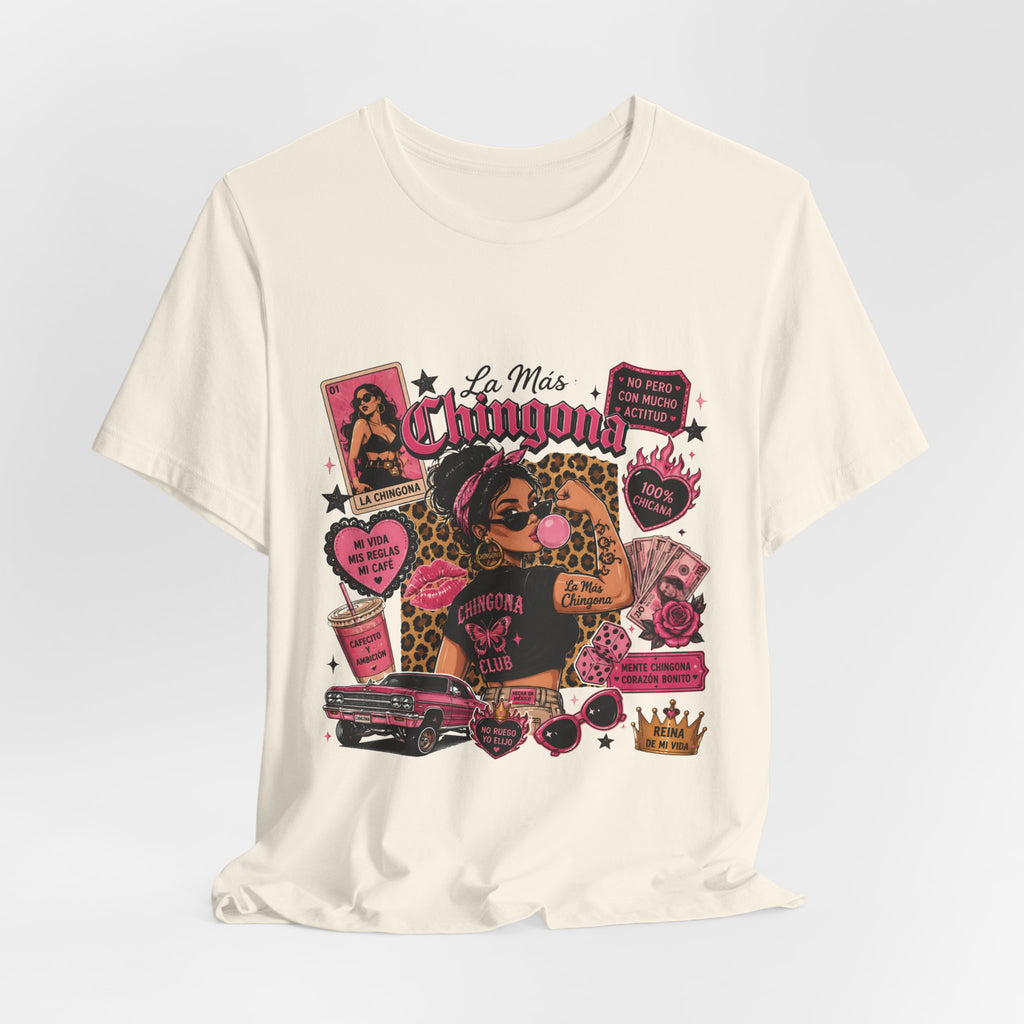 La Más Chingona Graphic Tee — Latina Pride Vintage Lowrider Design