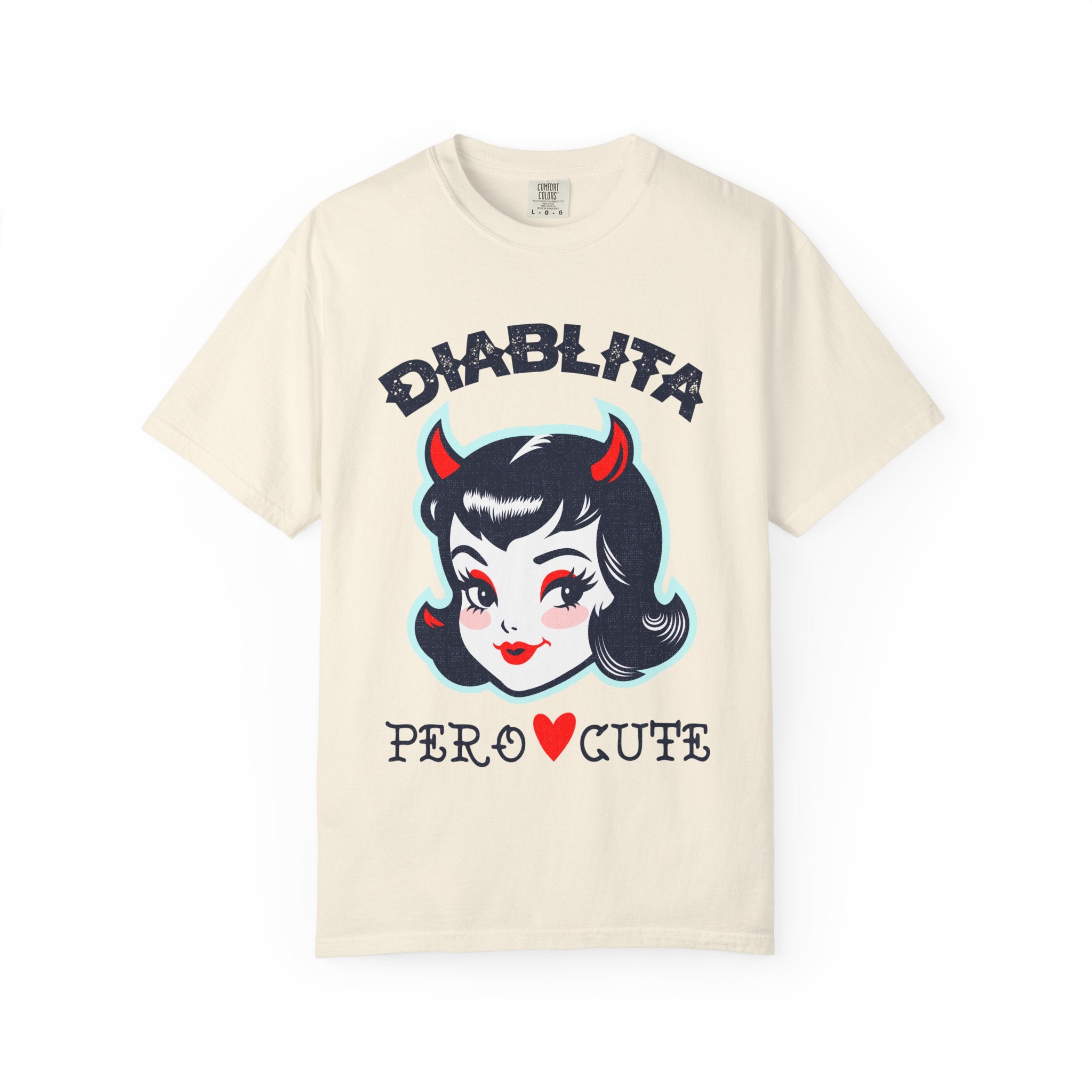Diablita Pero Cute T-Shirt — Retro Devil Girl Graphic Tee