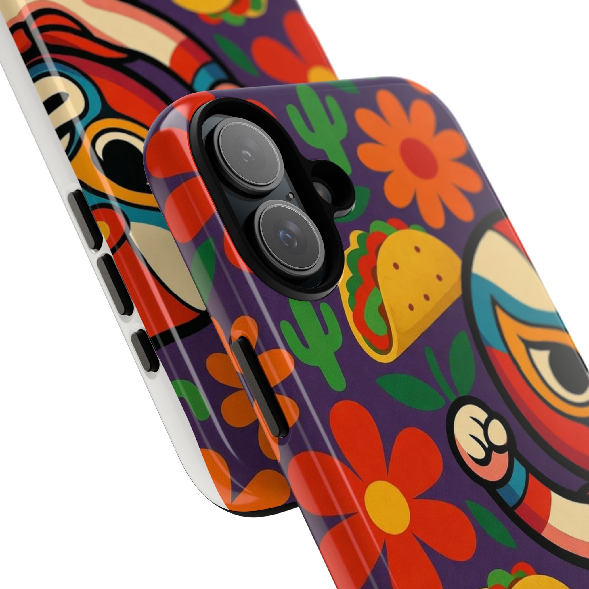 Luchador Taco Phone Case — Colorful Mexican Wrestling Floral Design