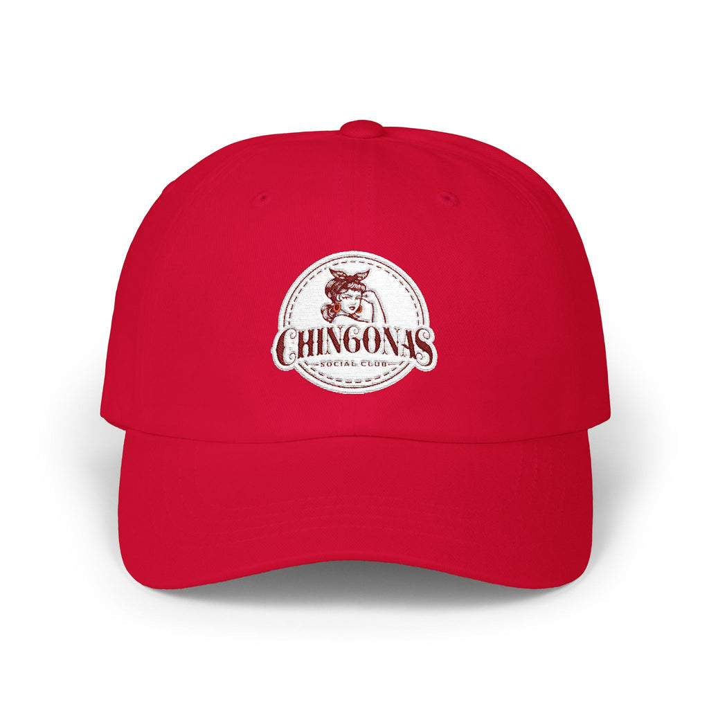 Dad Cap with Vintage Hound Logo — White Classic Baseball Hat
