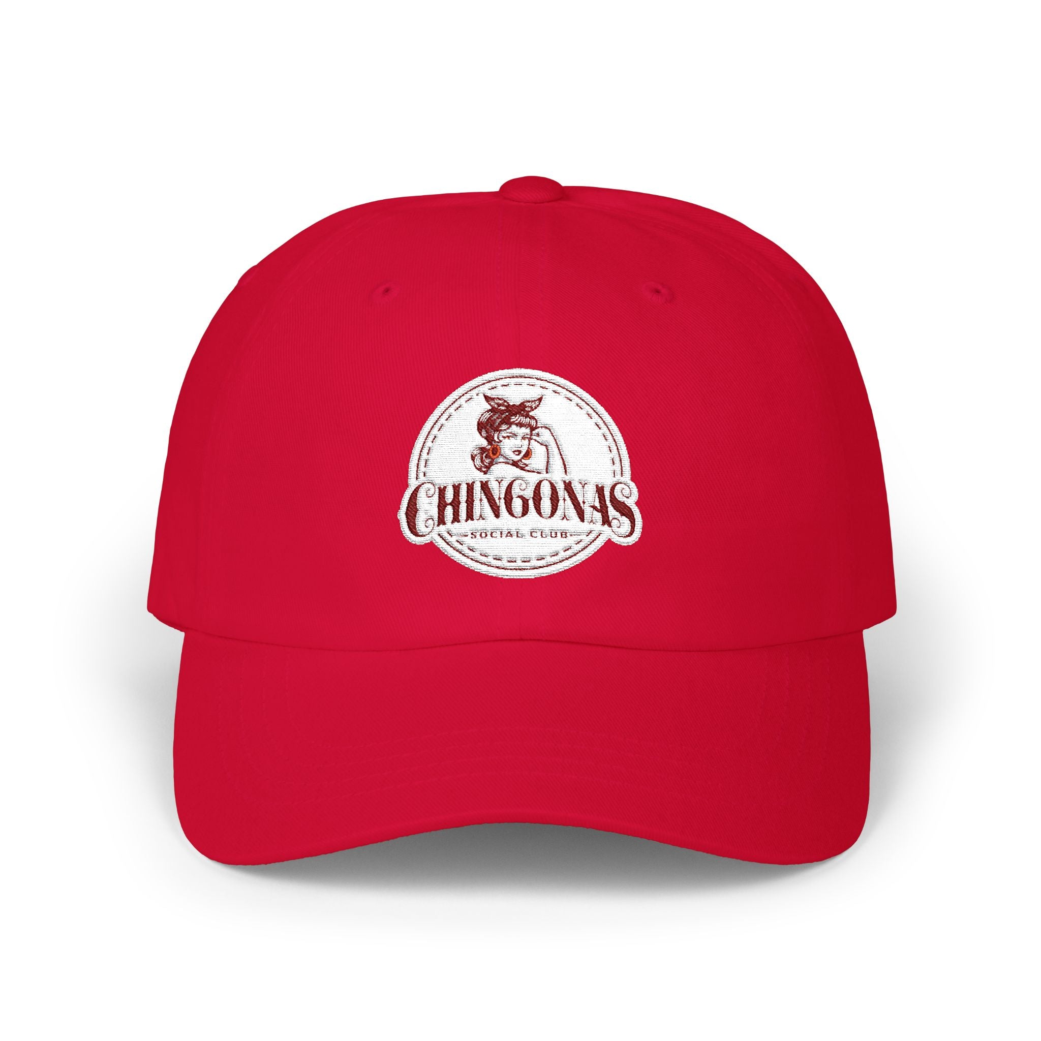Dad Cap with Vintage Hound Logo — White Classic Baseball Hat