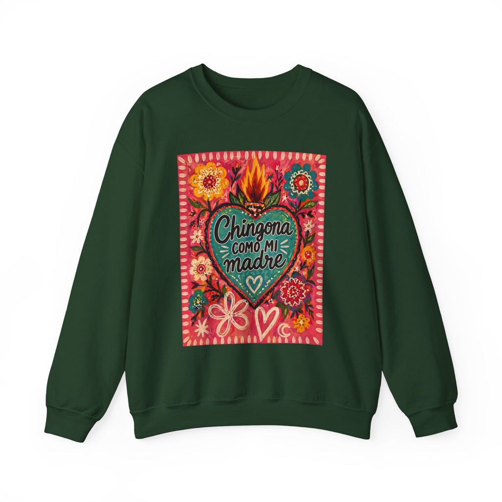 Chingona Como Mi Madre Sweatshirt — Floral Mexican Folk Art Crewneck