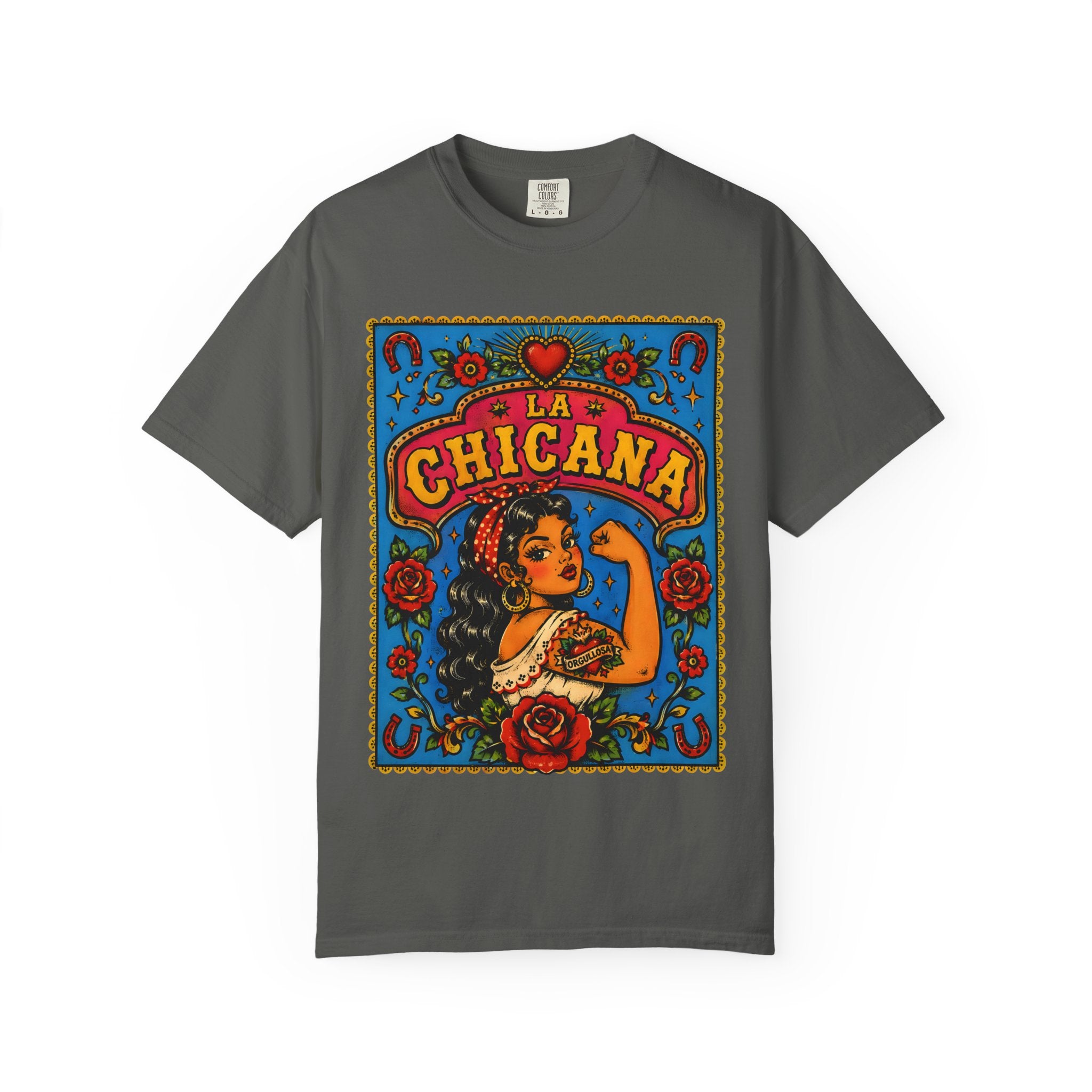 La Chicana Graphic T-Shirt — Chicana Pride Floral Retro Art Tee