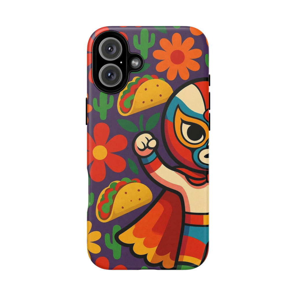 Luchador Taco Phone Case — Colorful Mexican Wrestling Floral Design