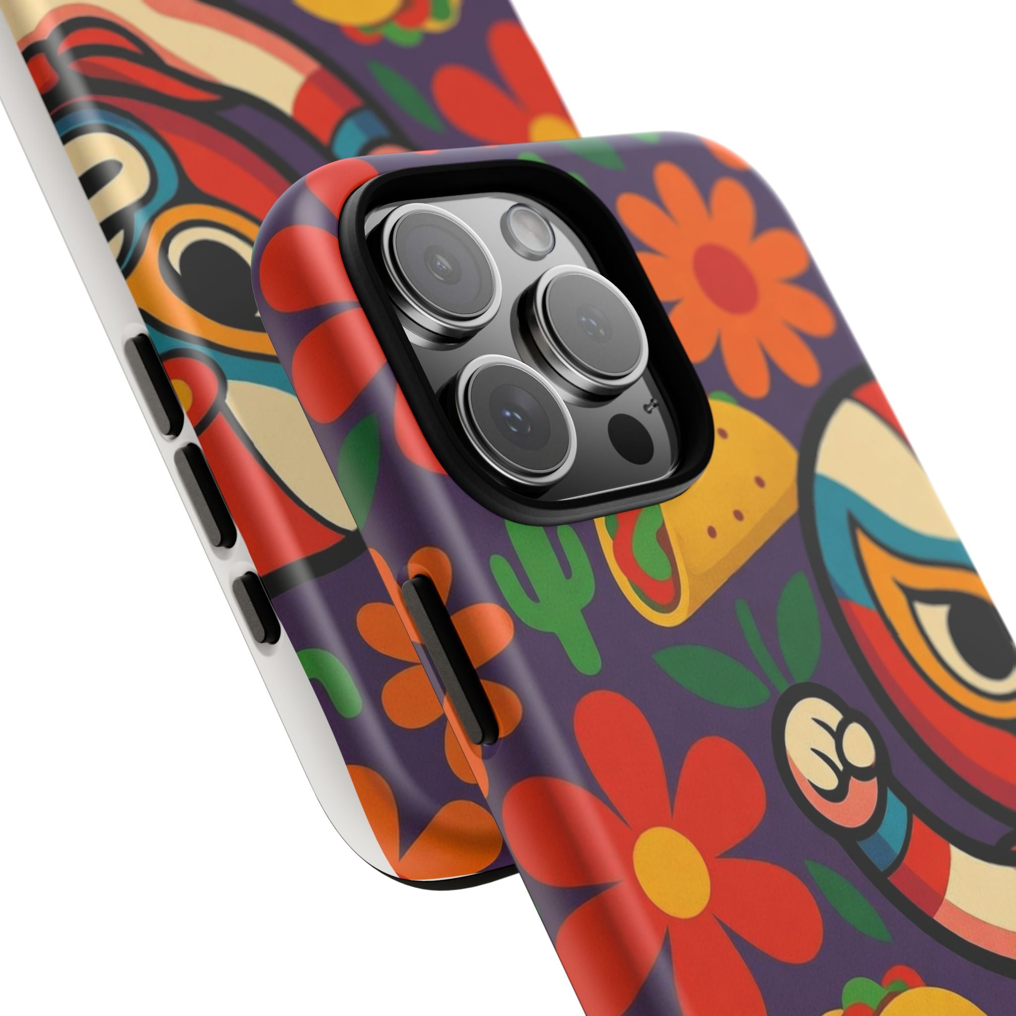 Luchador Taco Phone Case — Colorful Mexican Wrestling Floral Design