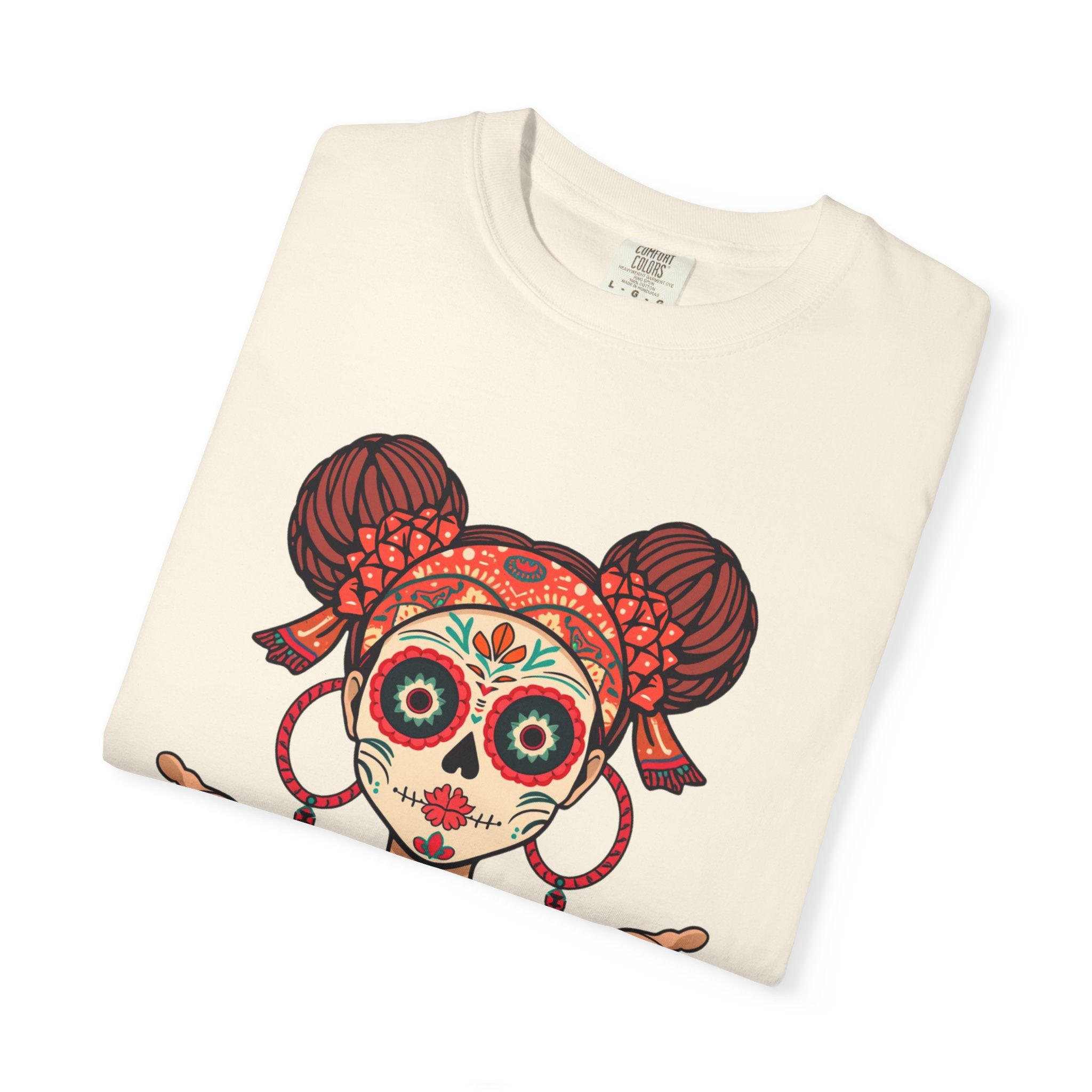 T-Shirt — Día de los Muertos Sugar Skull Girl “Hold My Hoops” Graphic Tee