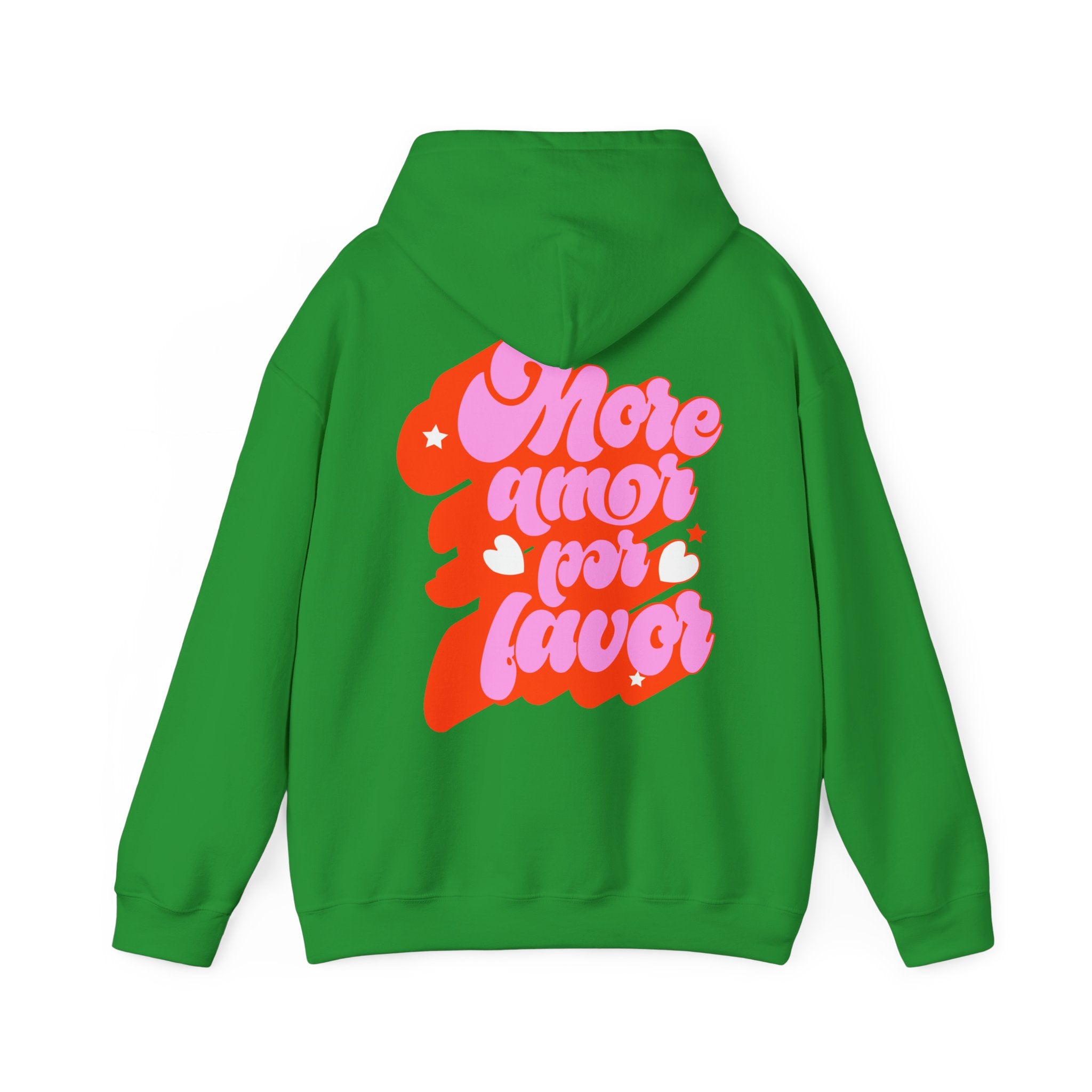 More Amor Por Favor Hoodie — Retro Pink & Red Heart Graphic Pullover
