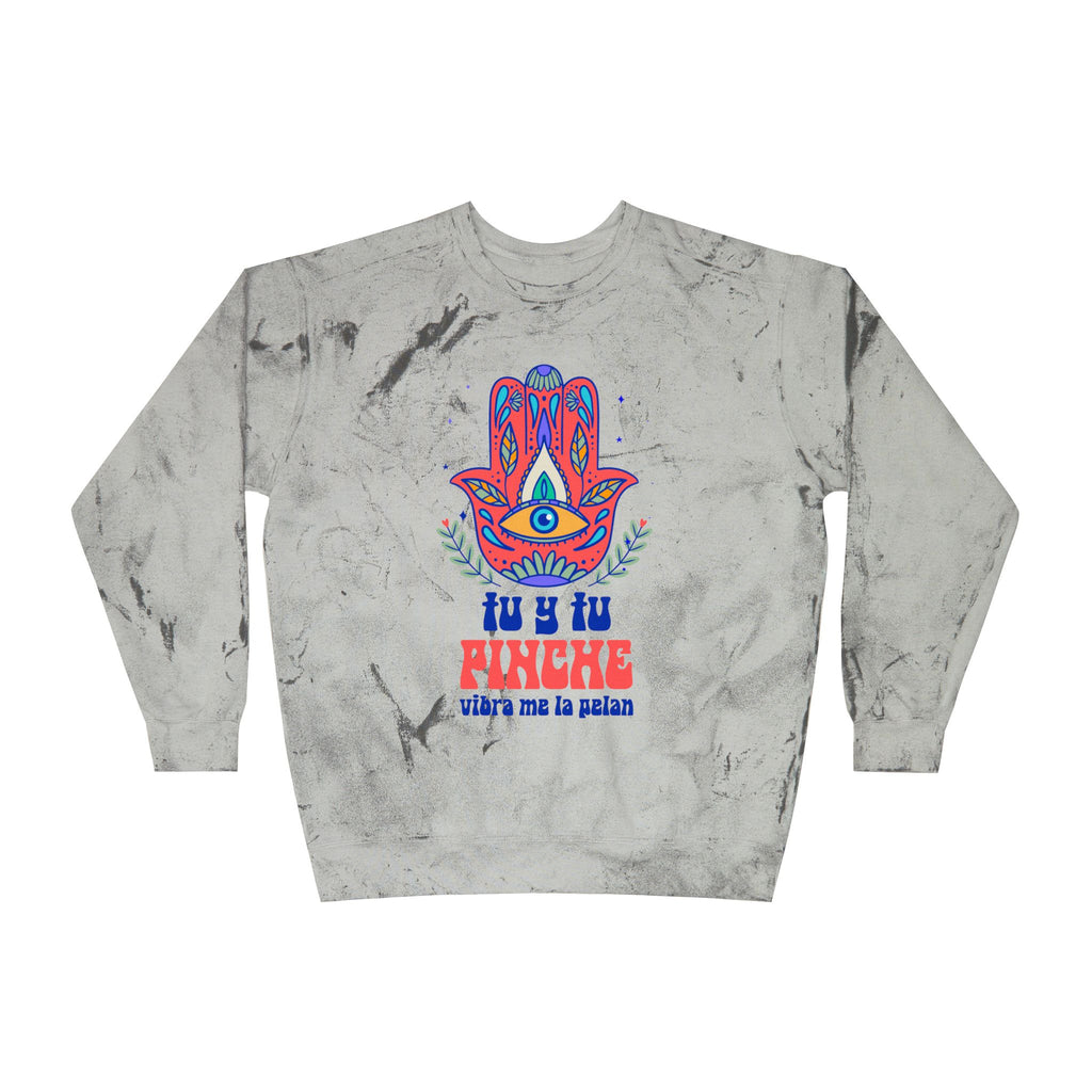 Hamsa Vibes Crewneck Sweatshirt — "Tu y Tu Pinche" Color Blast Pullover