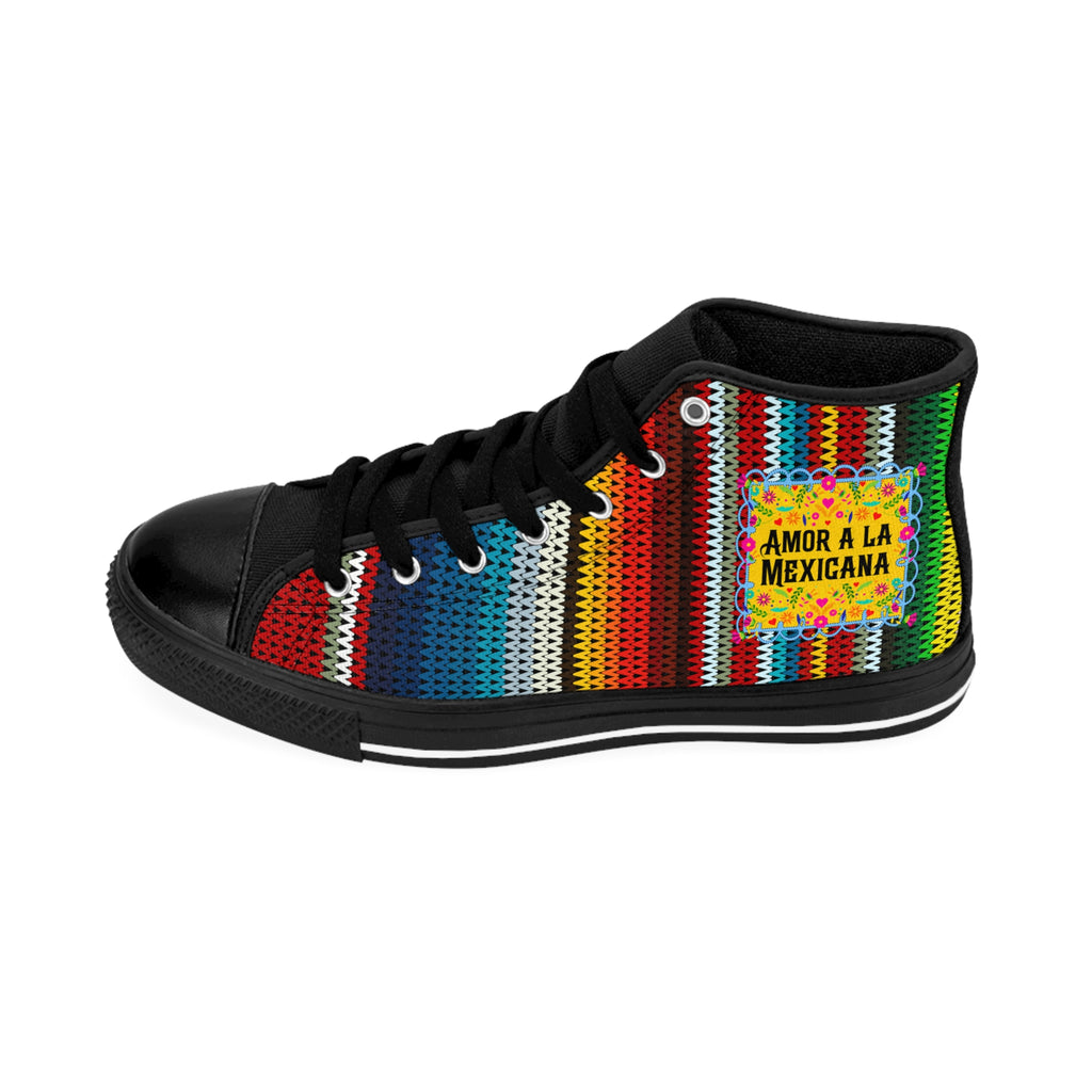 High-Top Sneakers — Colorful Mexican Serape Print “Amor a la Mexicana”