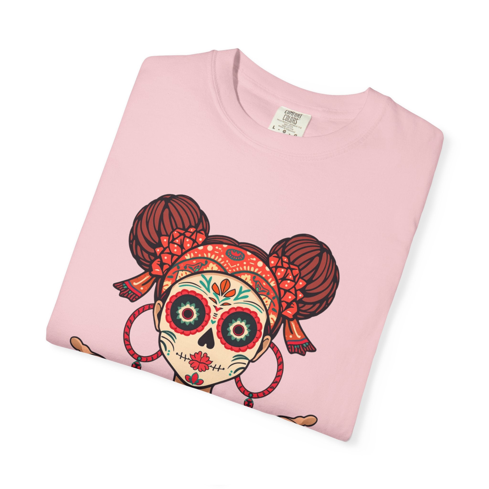 T-Shirt — Día de los Muertos Sugar Skull Girl “Hold My Hoops” Graphic Tee