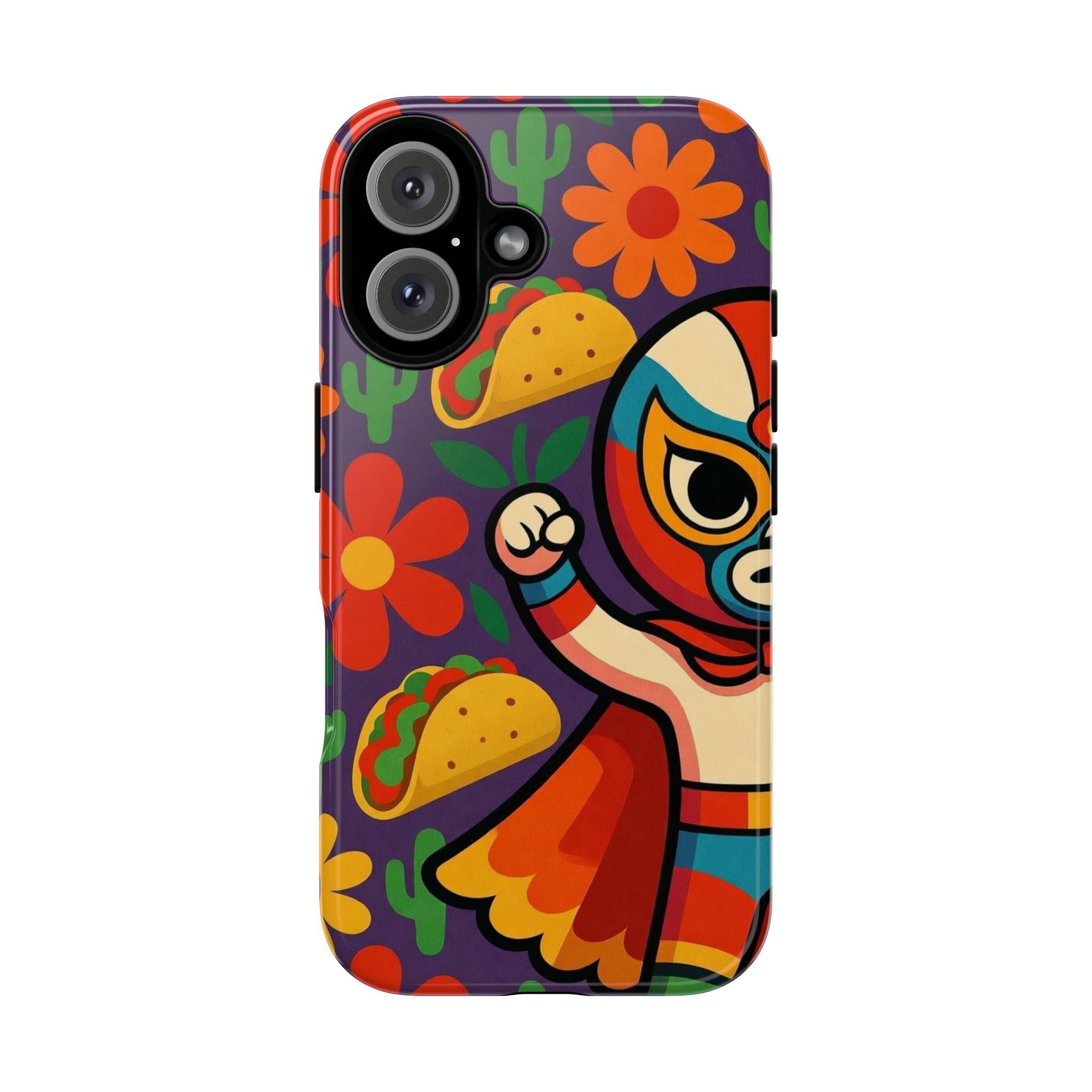 Luchador Taco Phone Case — Colorful Mexican Wrestling Floral Design