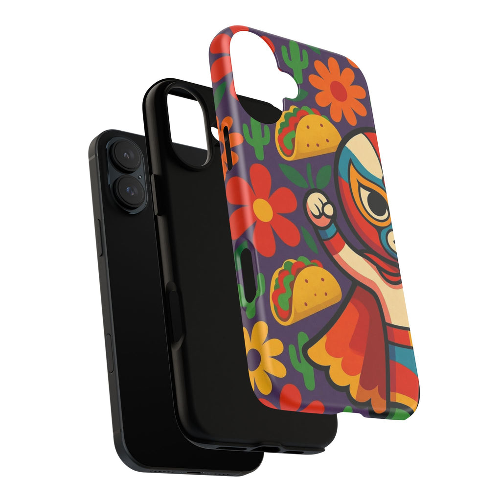 Luchador Taco Phone Case — Colorful Mexican Wrestling Floral Design