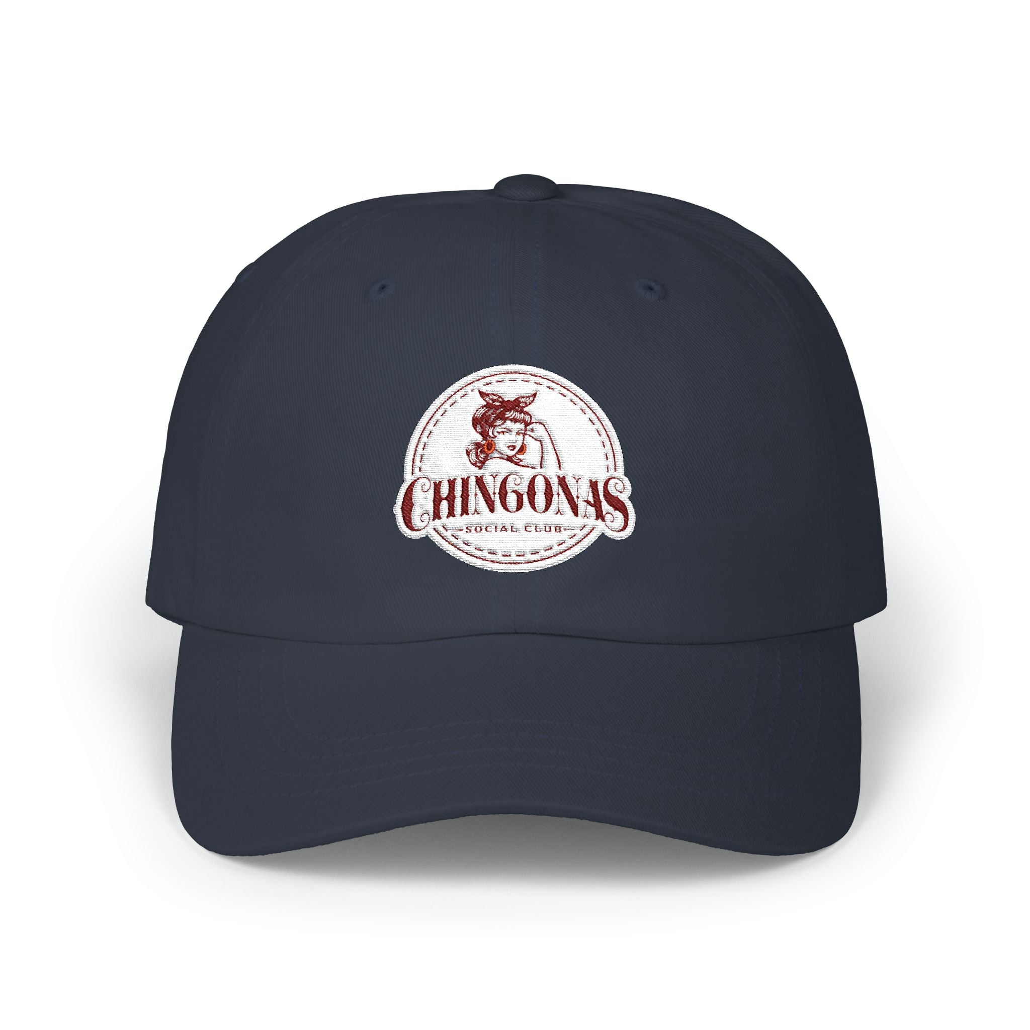 Dad Cap with Vintage Hound Logo — White Classic Baseball Hat