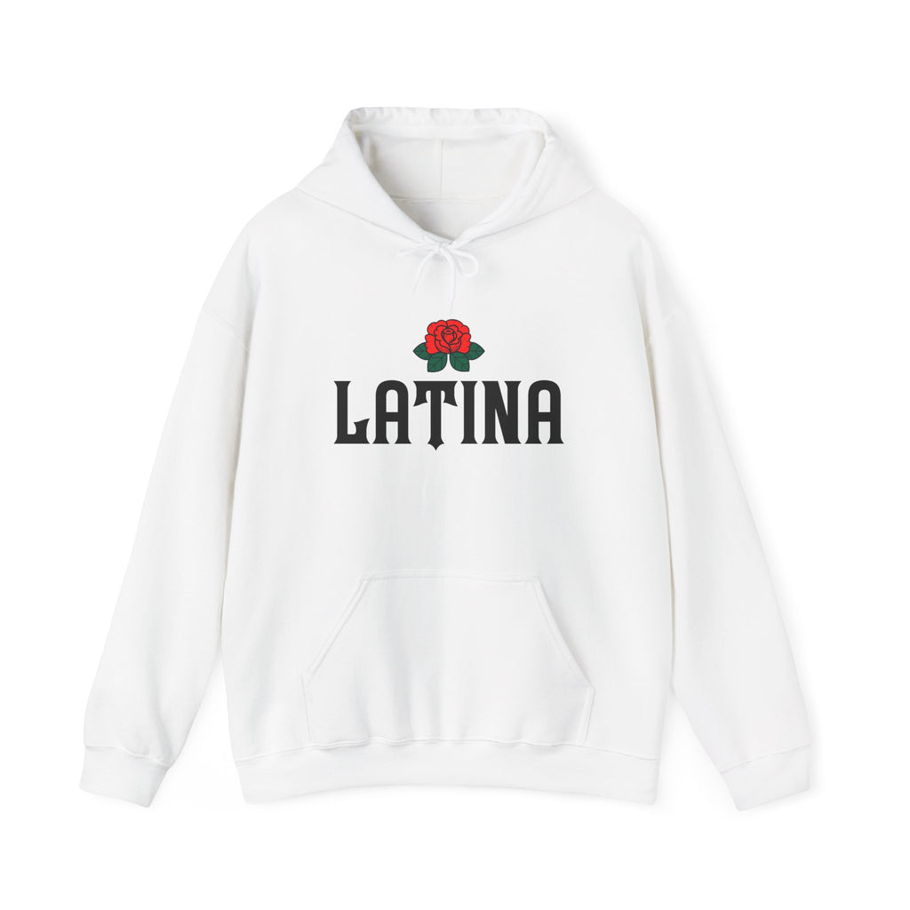 Latina Rose Hoodie — Bold Script Floral Pullover