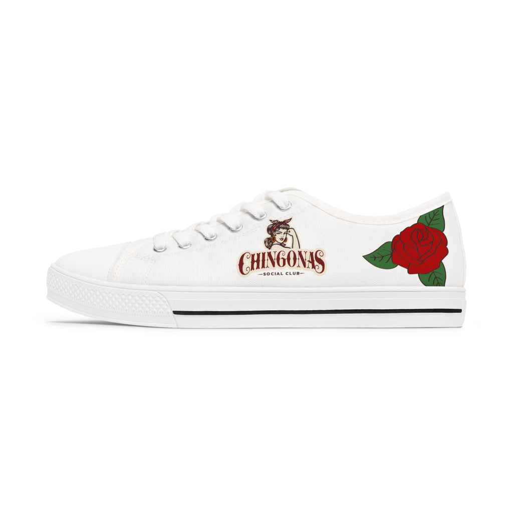 Low Top Sneakers — Floral 'Chingonas' Graphic Women's Canvas Shoes