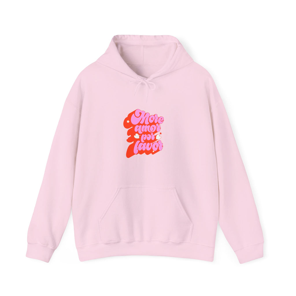 More Amor Por Favor Hoodie — Retro Pink & Red Heart Graphic Pullover